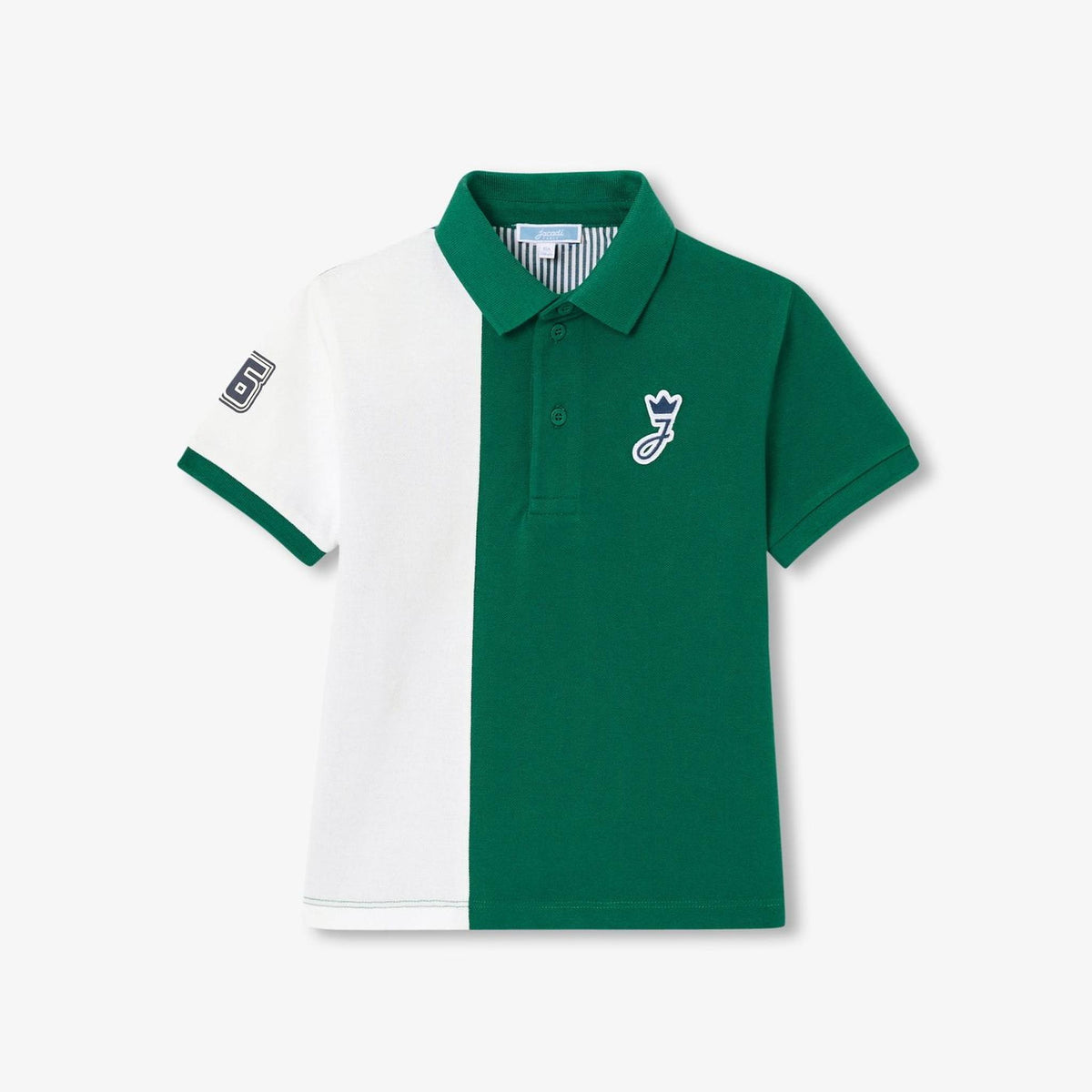 Boy cotton piqué polo shirt - white/green