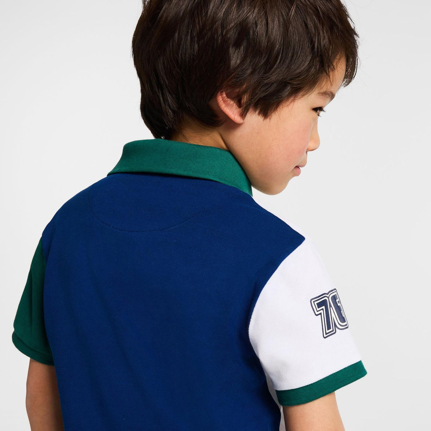 Boy cotton piqué polo shirt - white/green