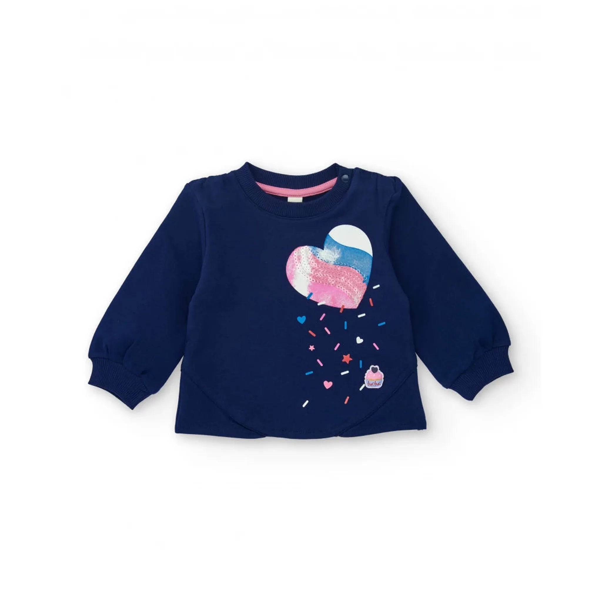 Set Sudadera de niña en azul marino con corazón brillante