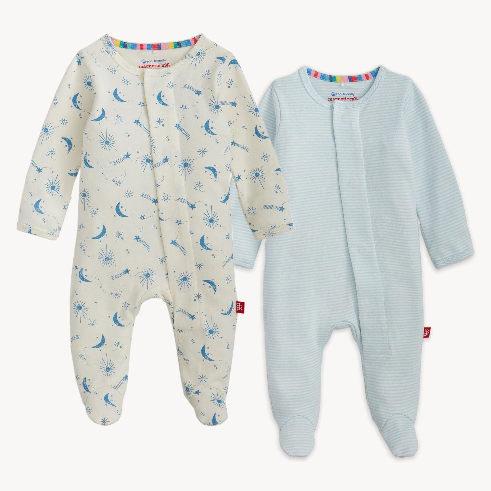 Organic Cotton Footie 2 Pck Moon Song Multi