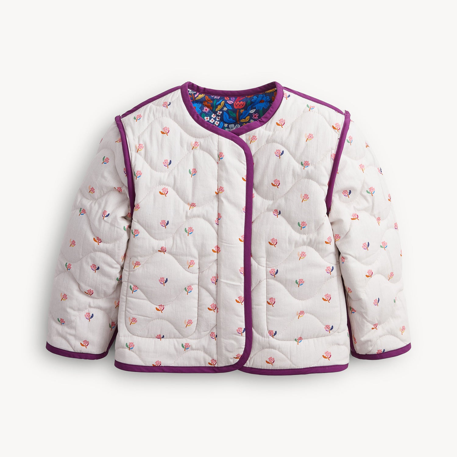 Floral Quilted Rvrsble Girls Jacket