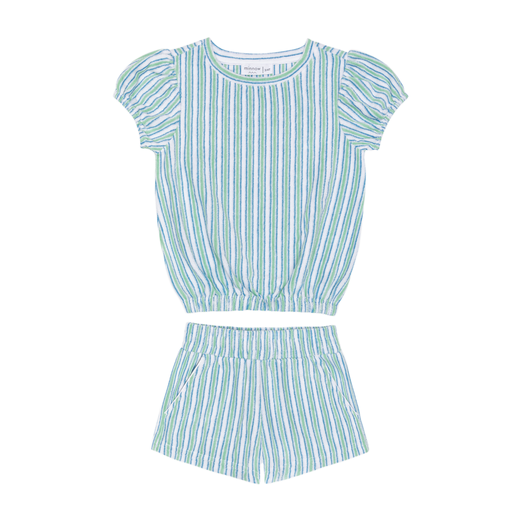 girls tamarin stripe french terry top and short set
