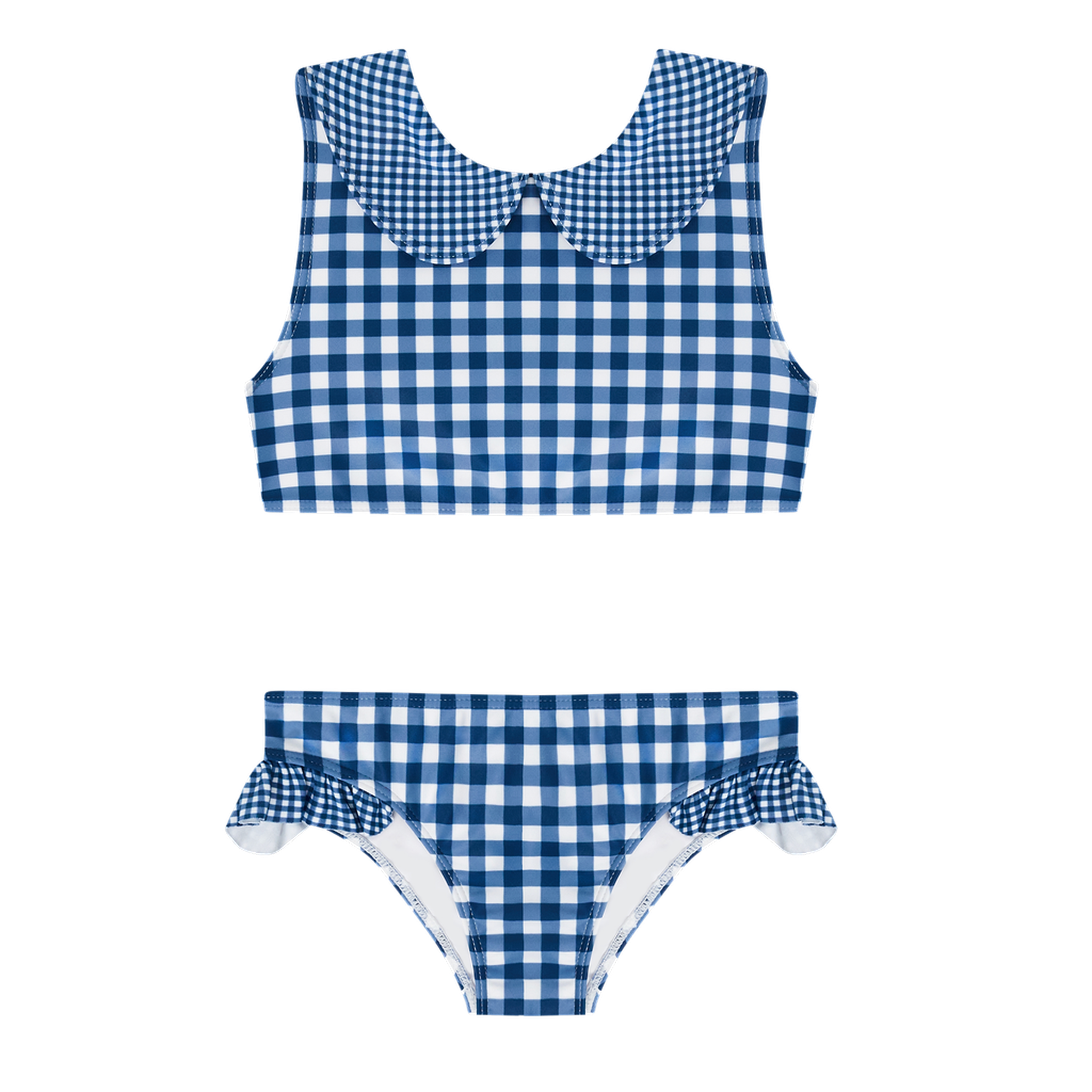 girls navy picnic gingham sailor bikini