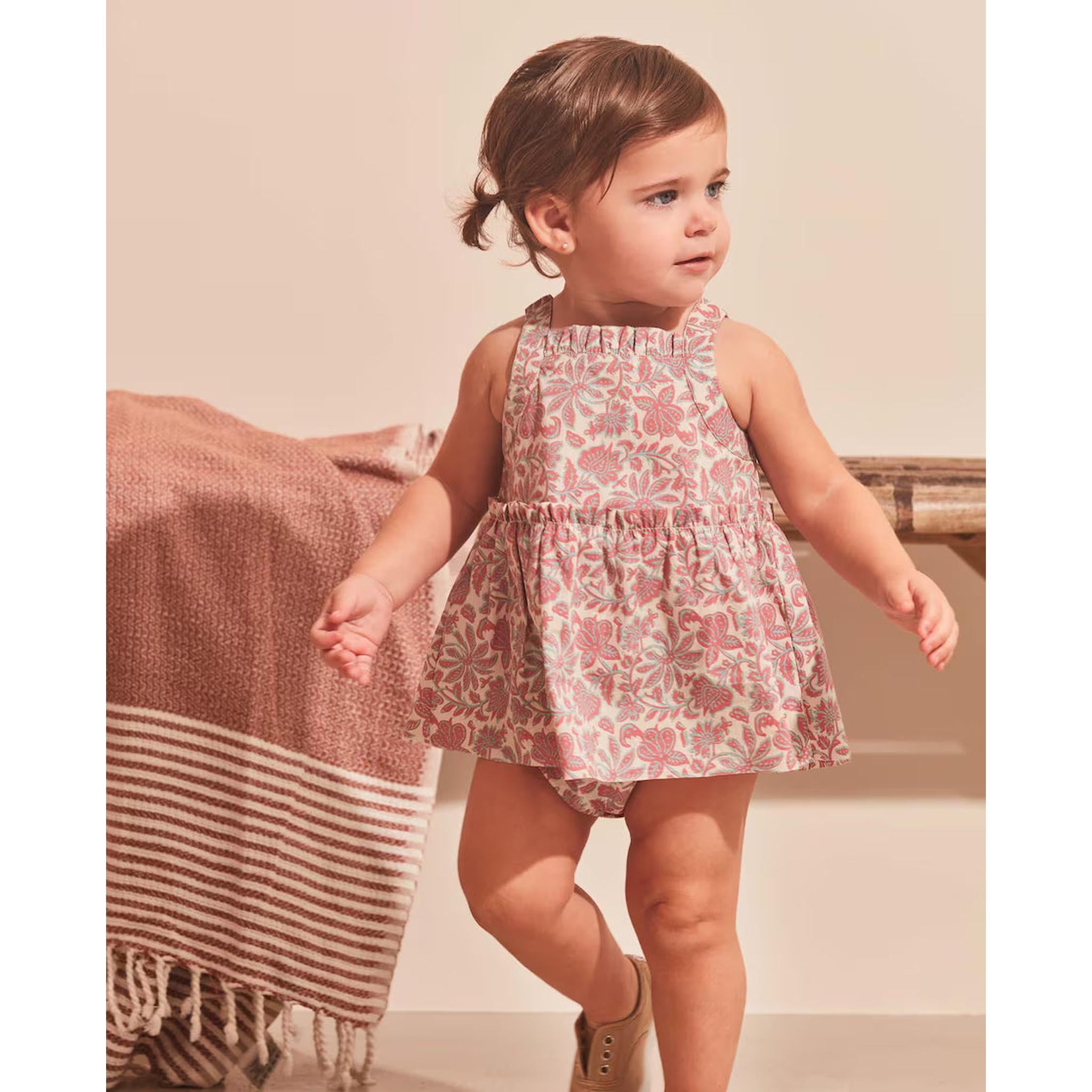 Vestido flor india beige claro