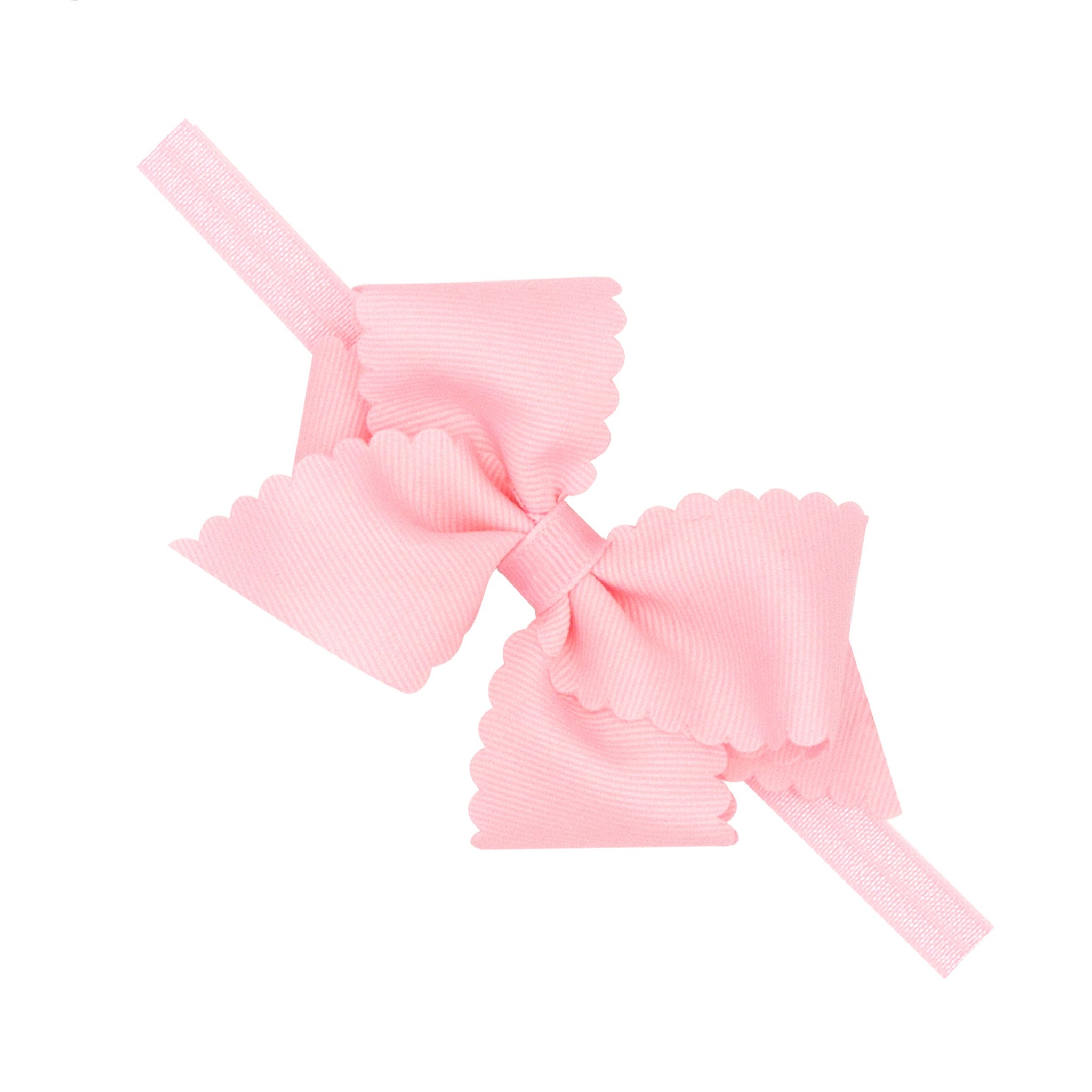Extra Small Grosgrain Scalloped Edge Girls Hair Bow on Elastic Band