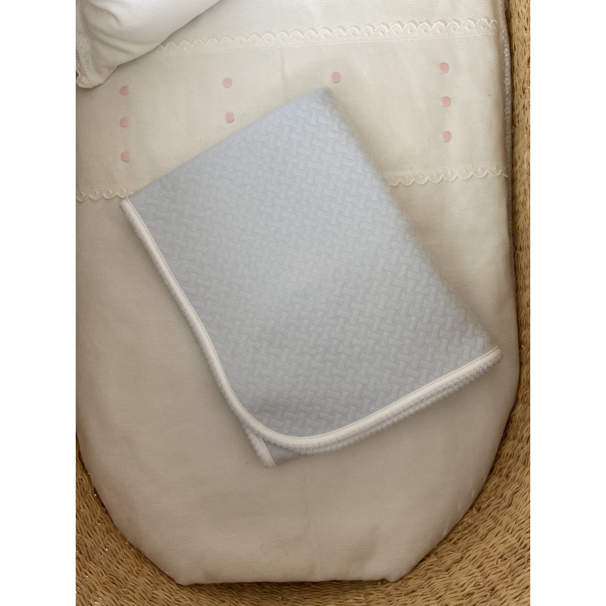 Blue Basket Pima Blanket - Blue Trim