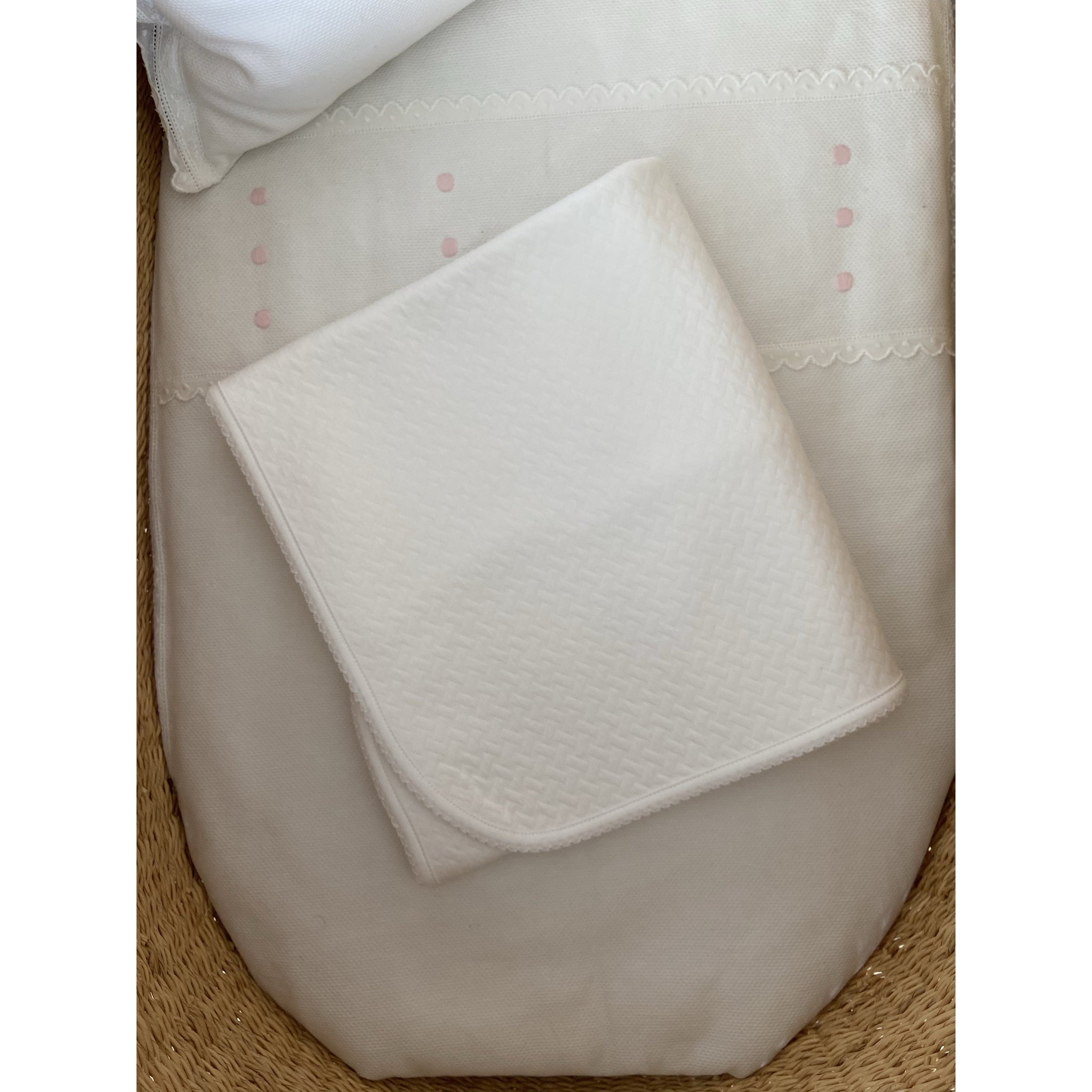 White Basket Pima Blanket - White Trim