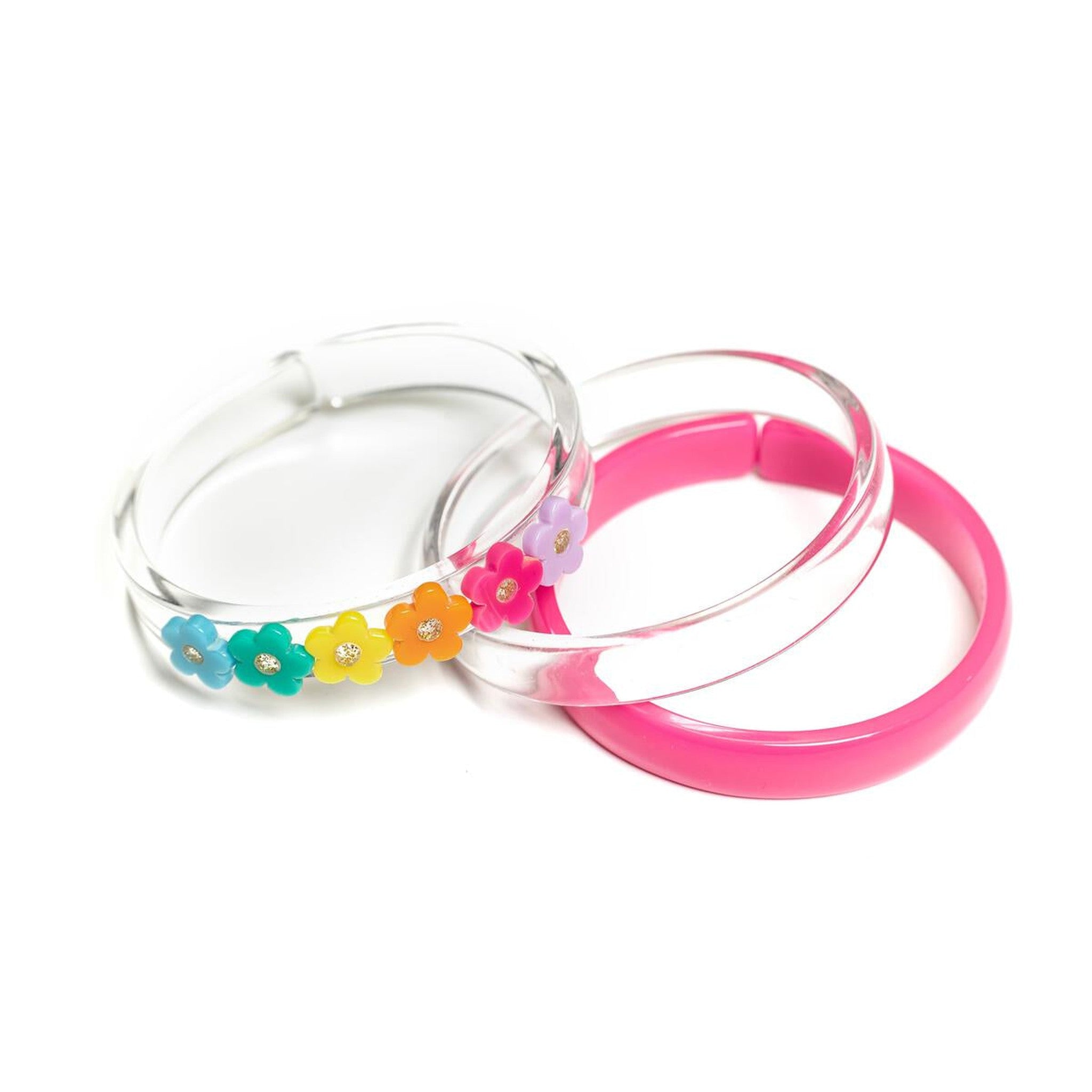 Bright Colors Flowers + Cristal Bangles Set/3