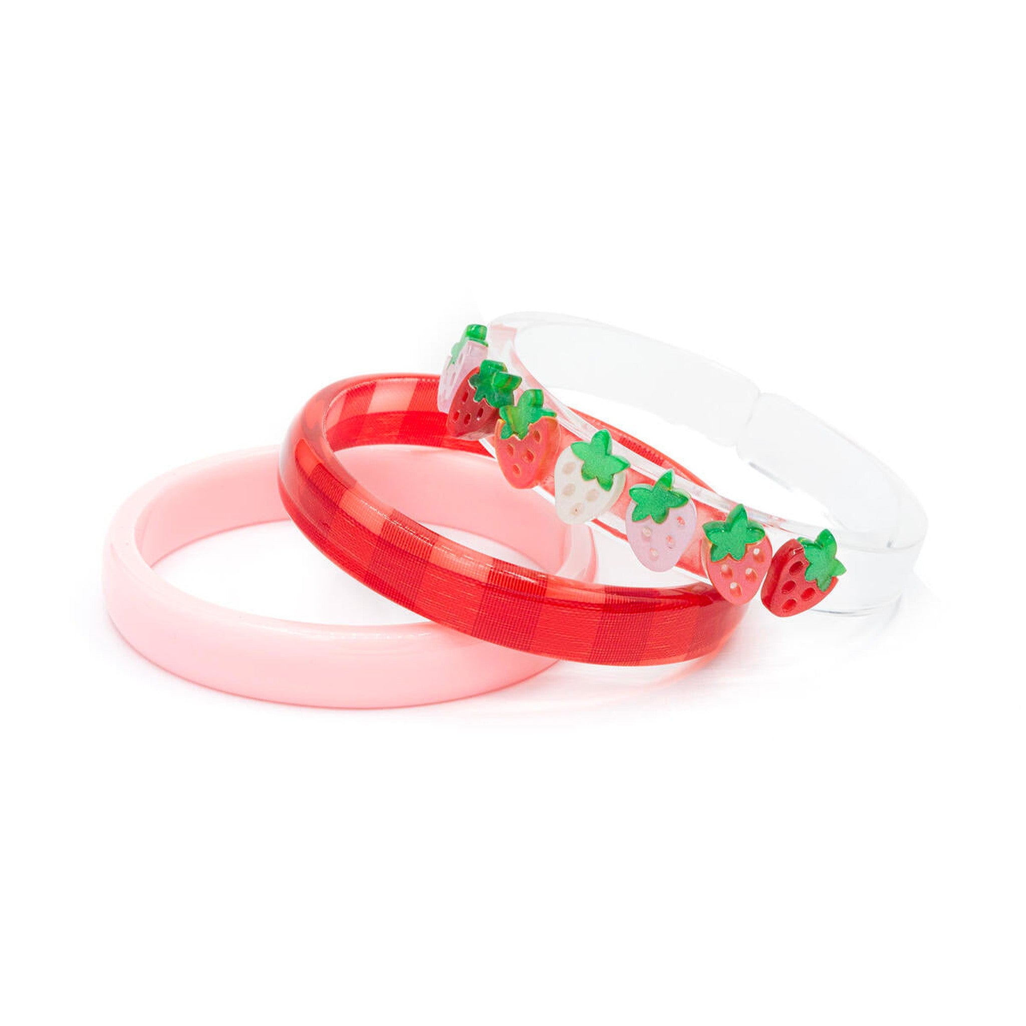 Strawberry Pearlized Red Checkered Bangles