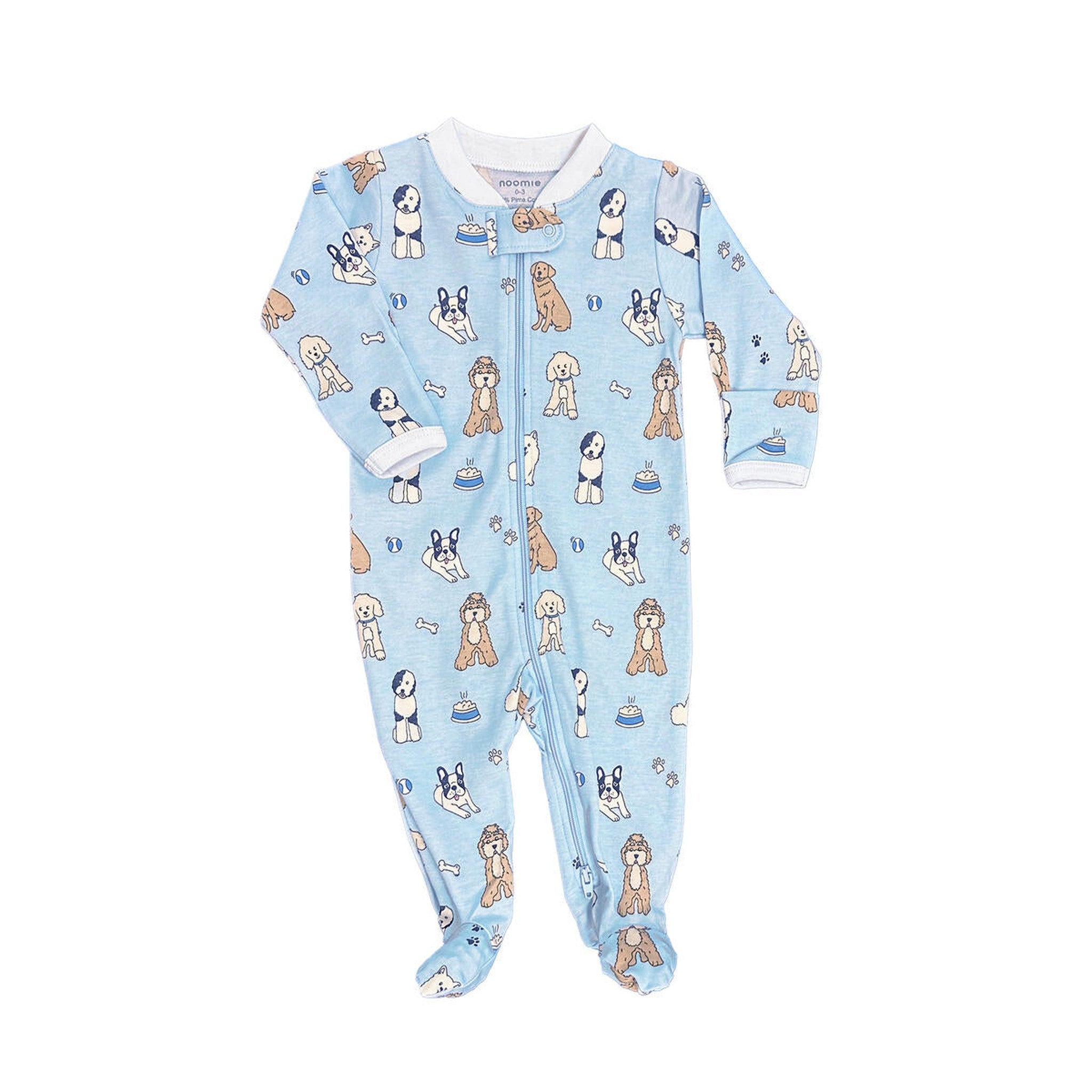 Doggies Blue Zipper Footie