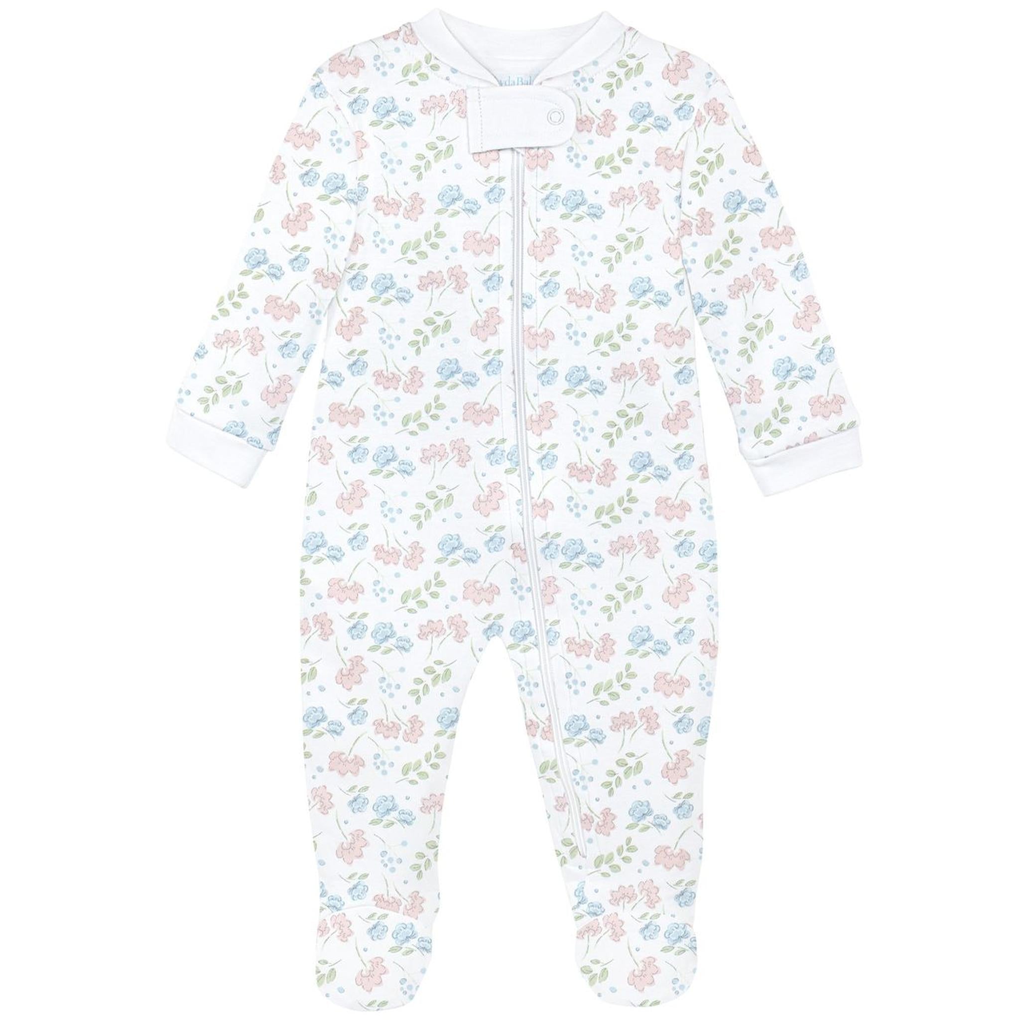 Liberty Floral Print Pima Zipper Footie