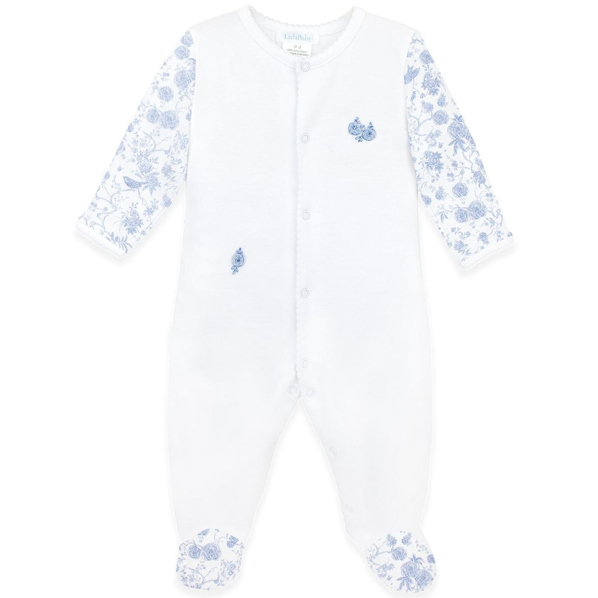 Garden Embroidered Pima Footie
