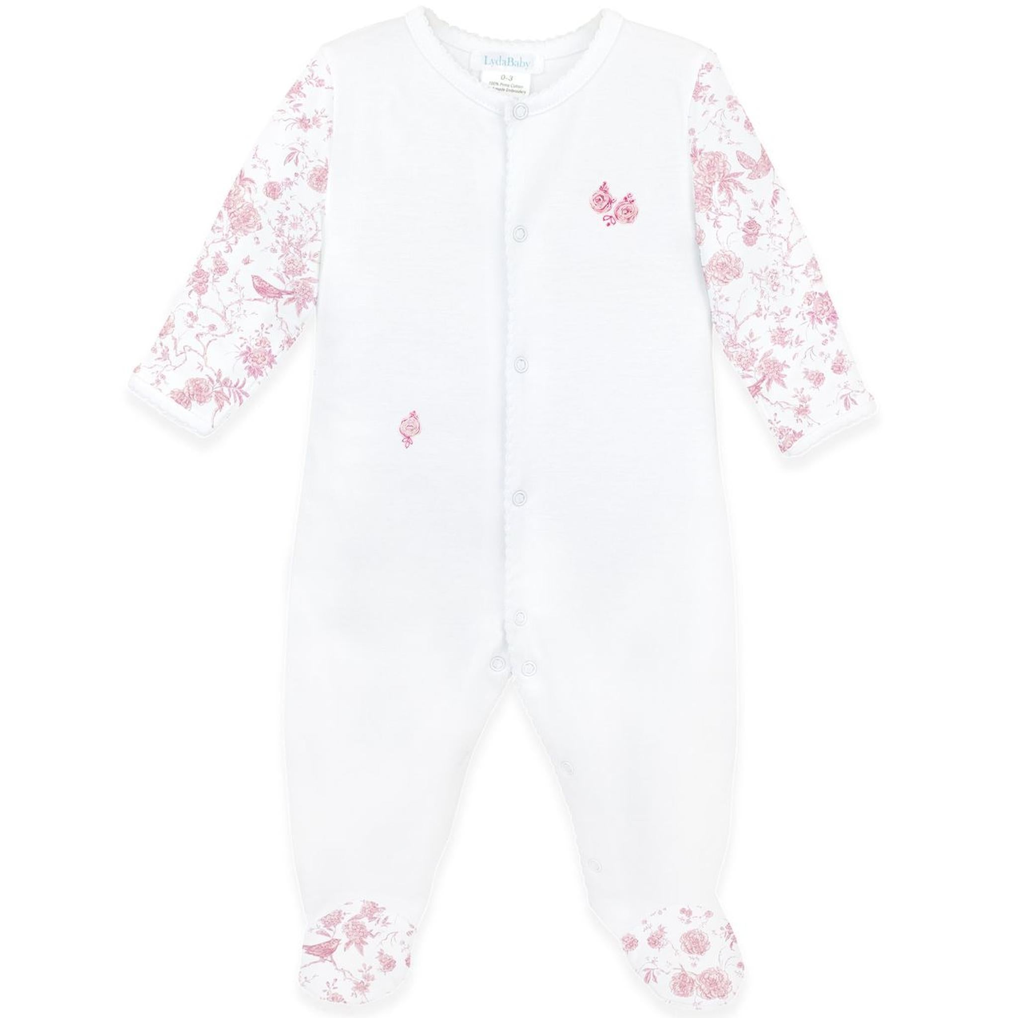 Garden Embroidered Pima Footie