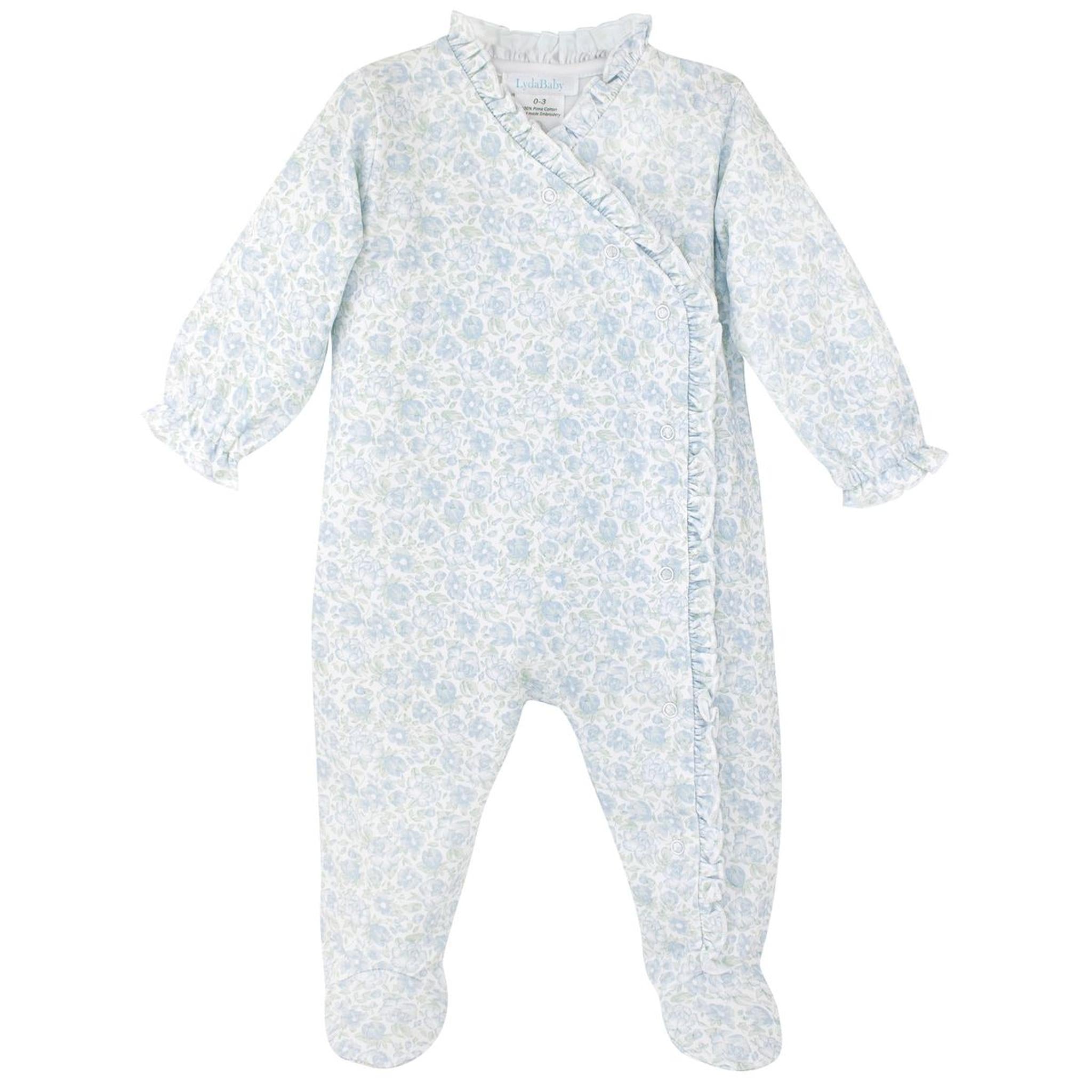 Elegant Blue Print Pima Footie