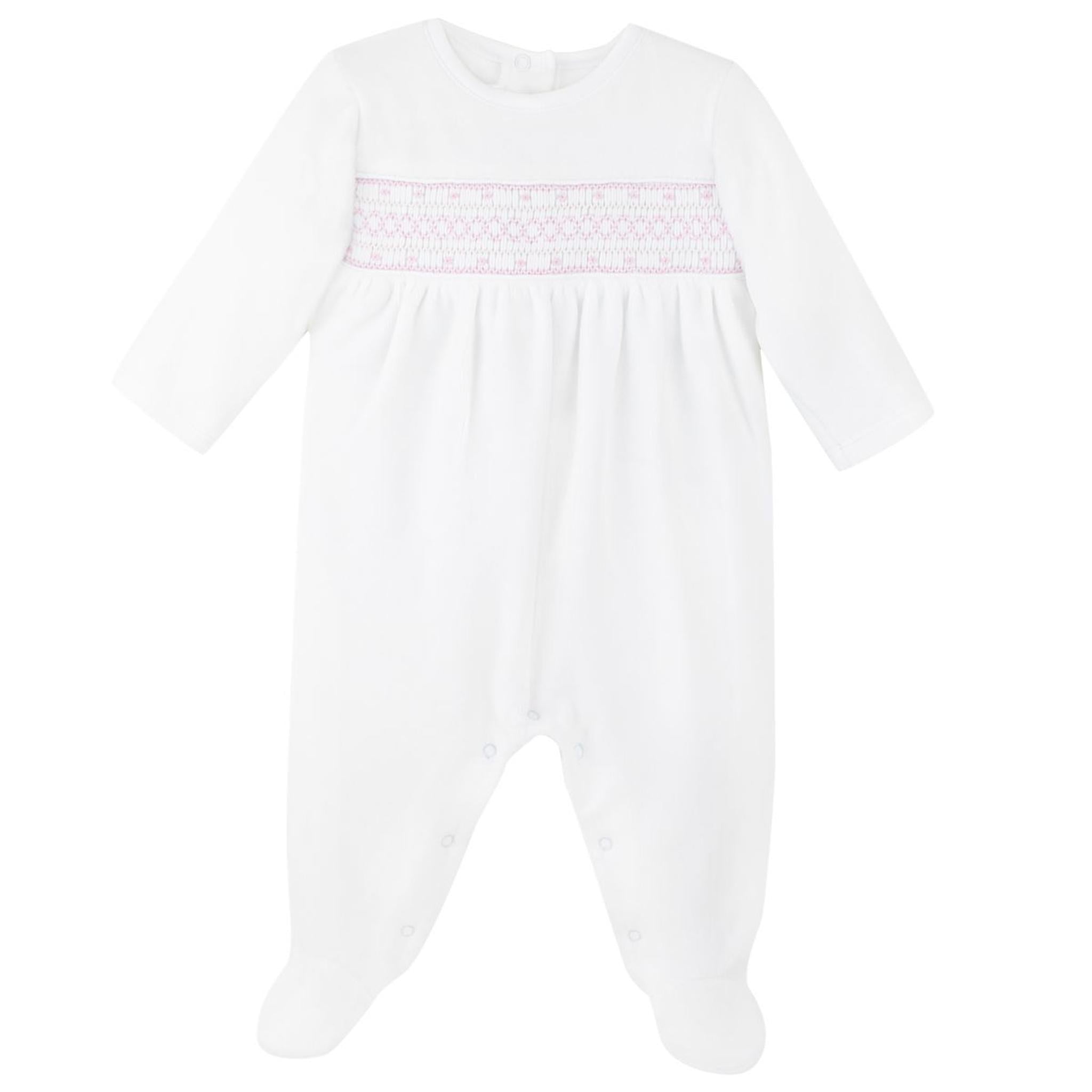 Chain Smock Velour Newborn Footie + Beanie