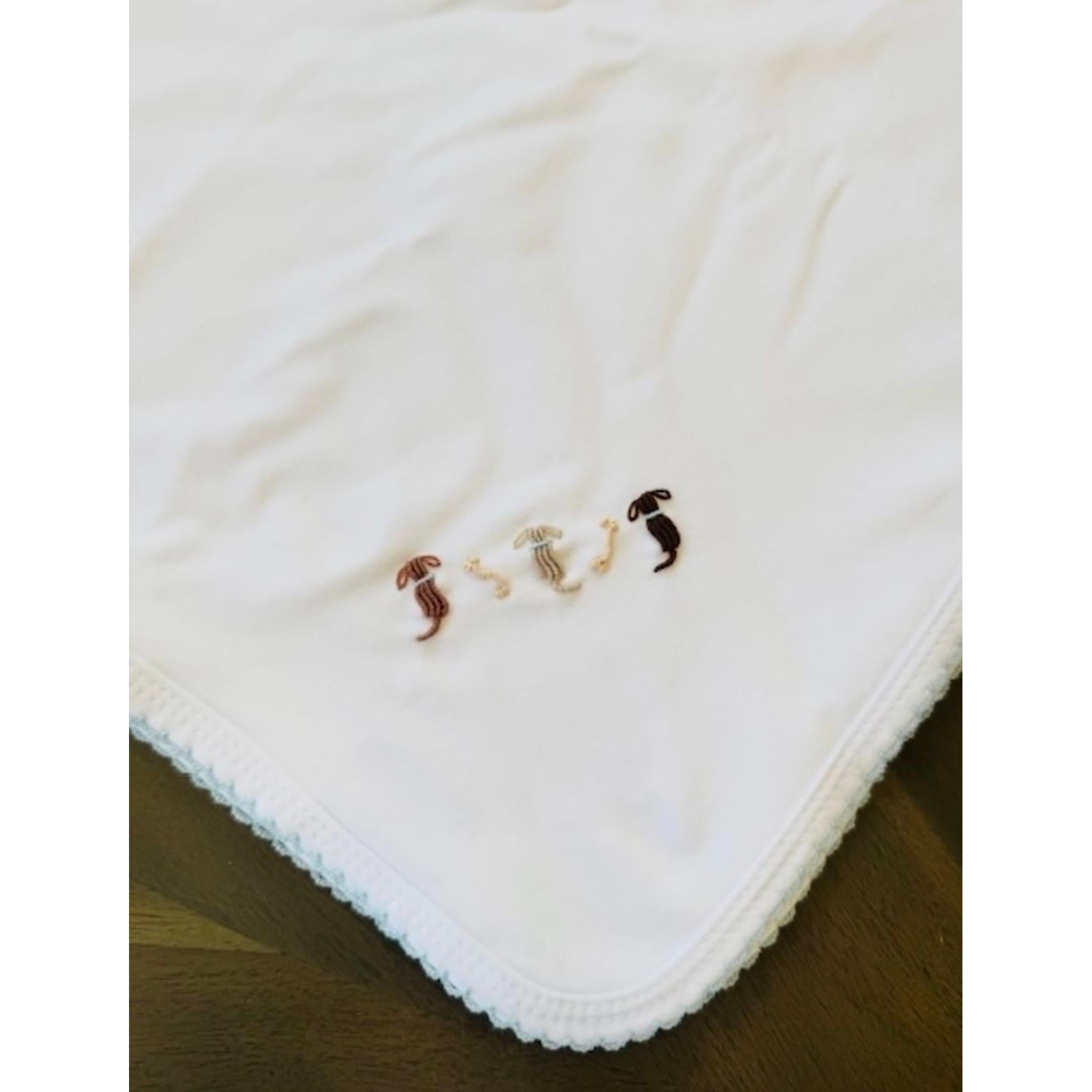 Blanket Picot Trim - Puppy Dogs - Hand Embroidered