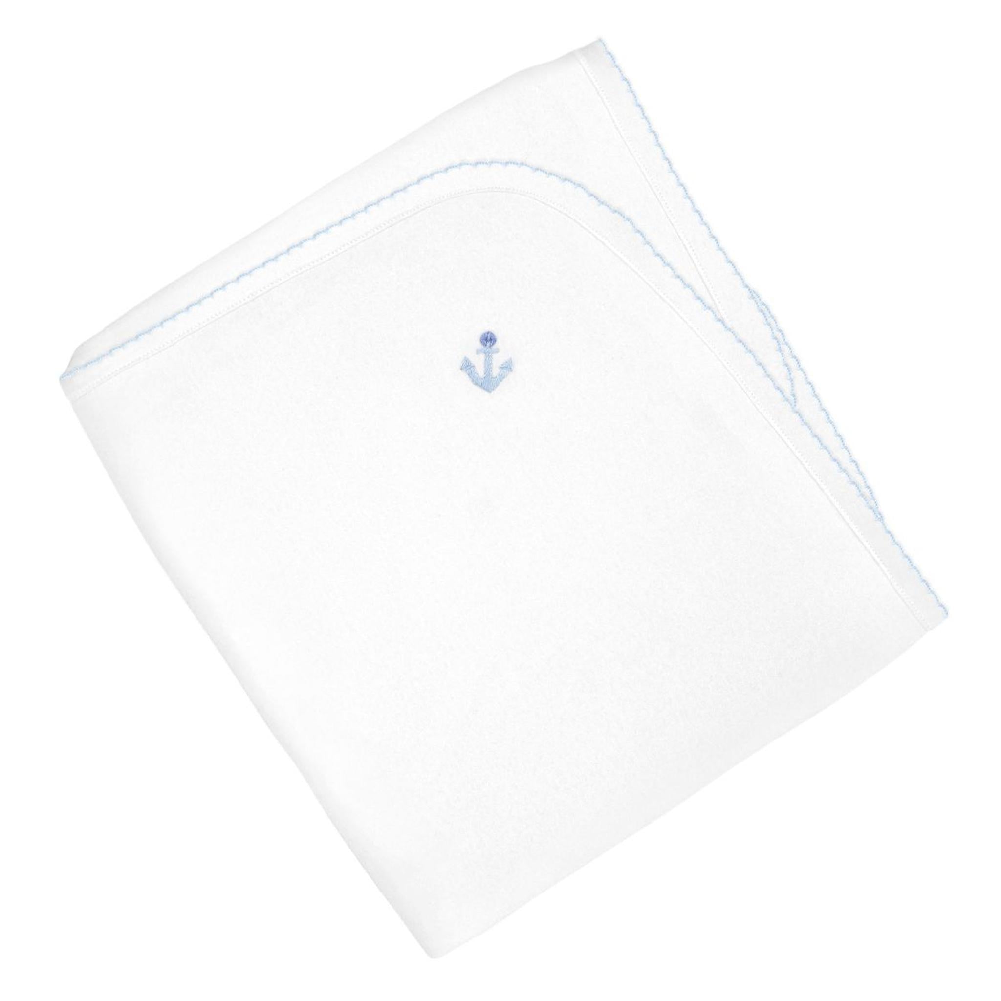 Anchor and STripes  Embroidered Pima Blanket