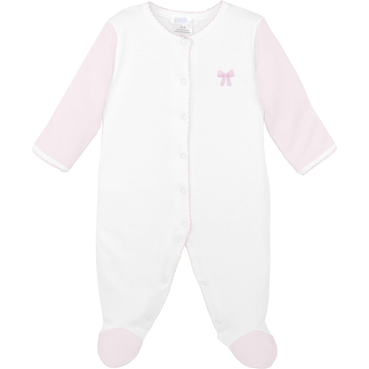 Bows and Stripes Embroidered Snap Pima Footie