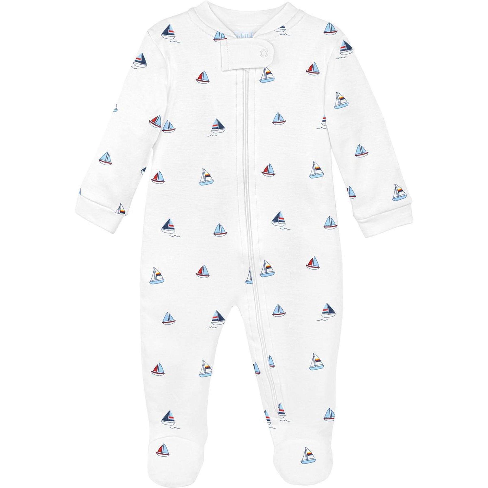 Small Sailboat Zipper Pima Footie