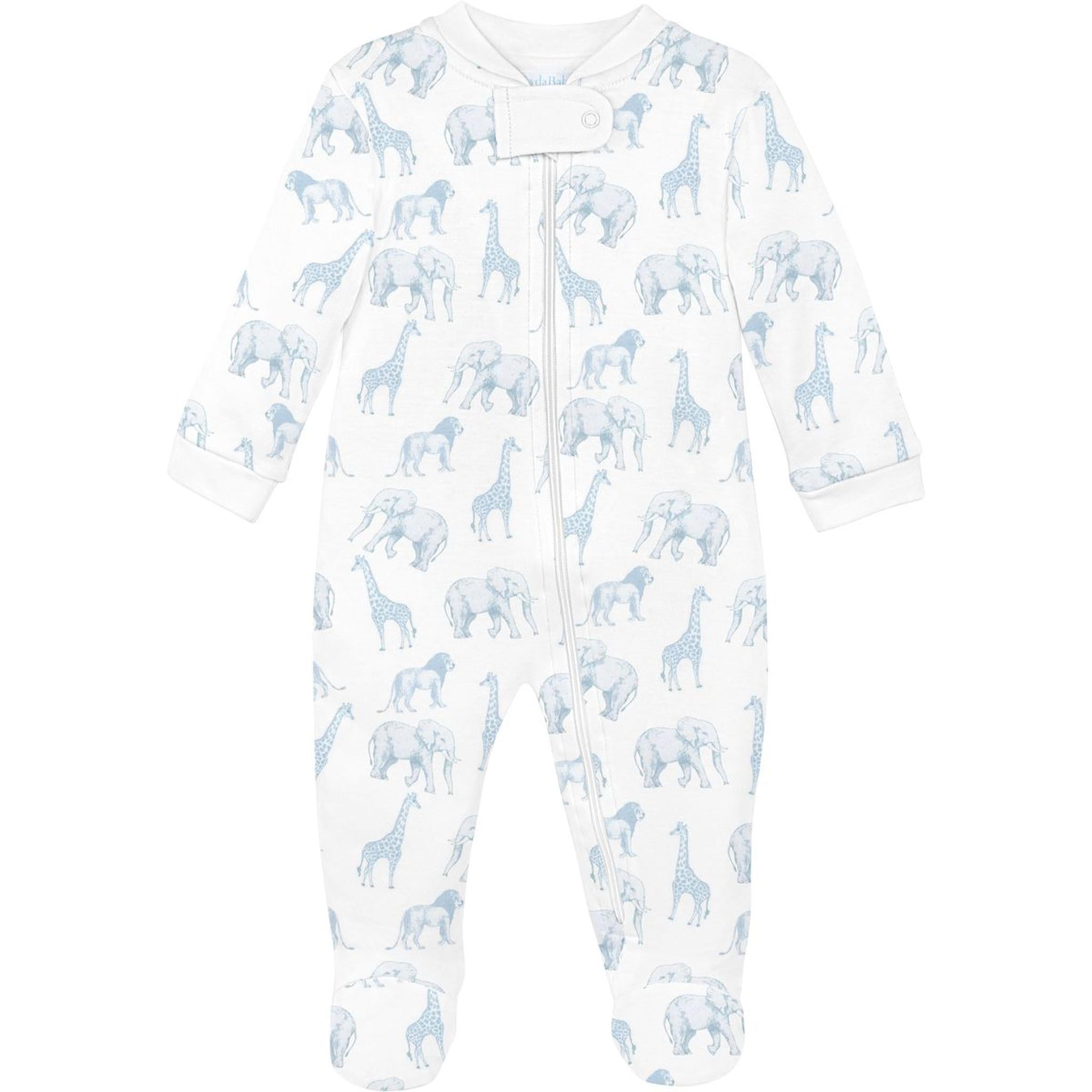 Safari Blue Zipper Pima Footie