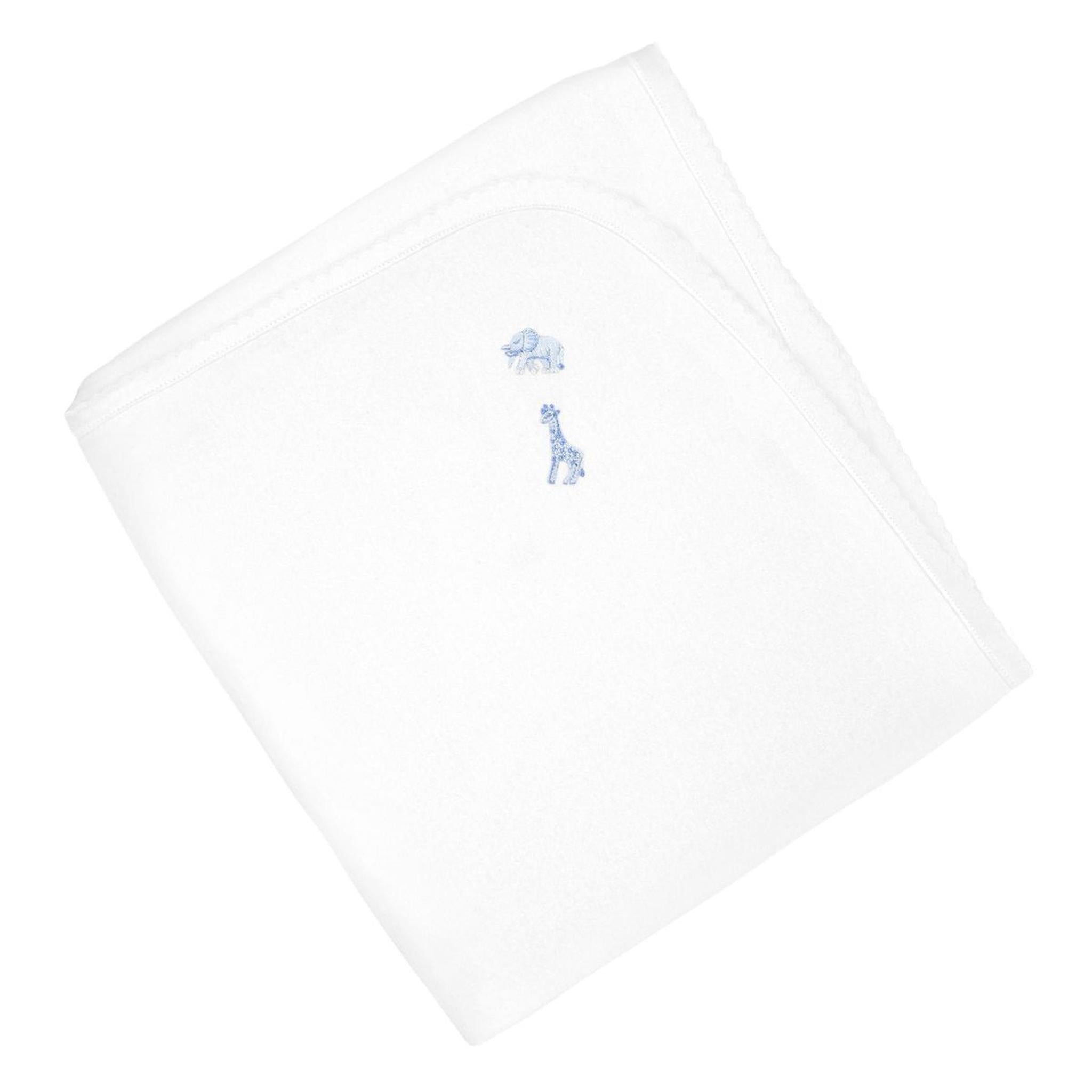 Safari Blue Embroidered Pima Blanket
