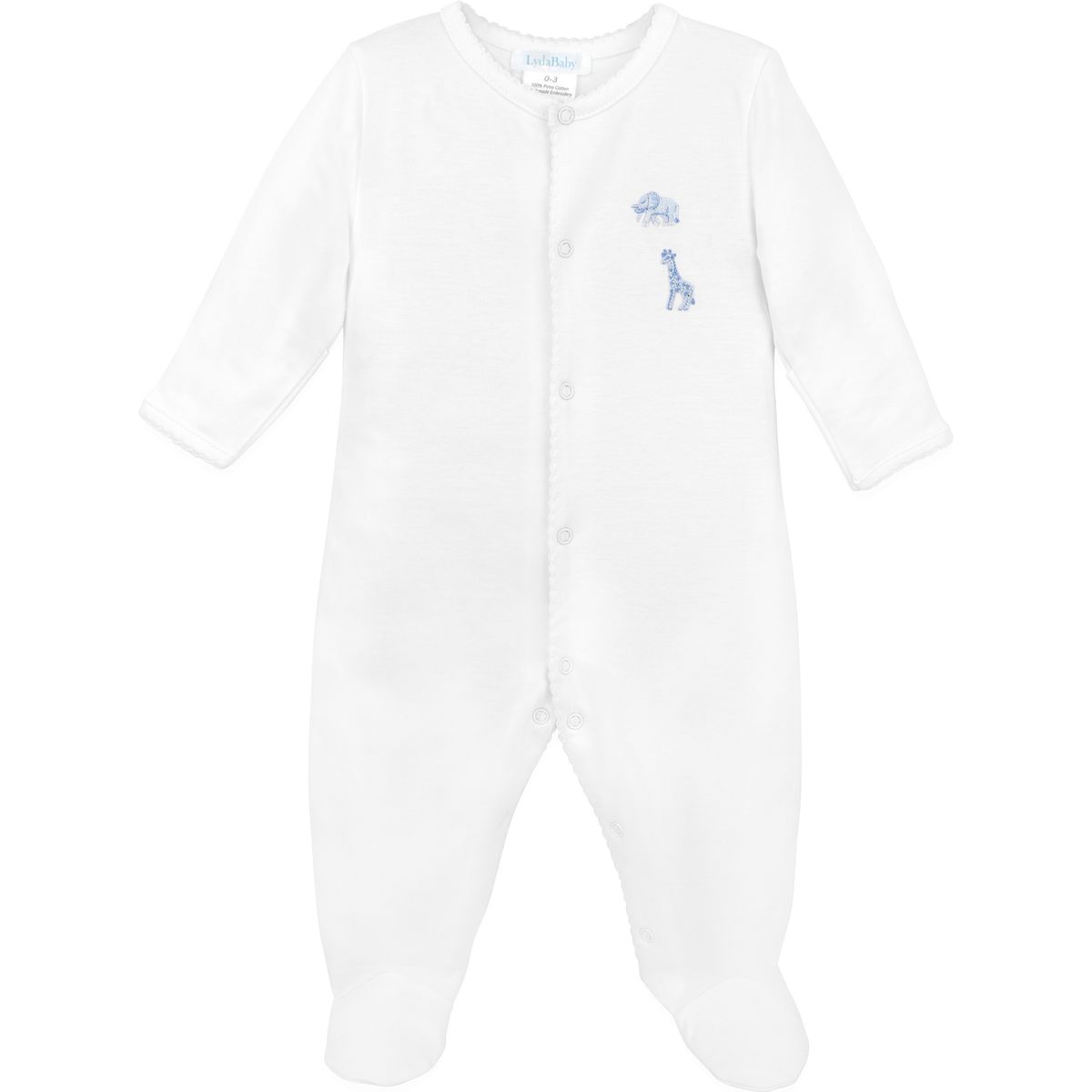 Safari Blue Embroidered Pima Footie