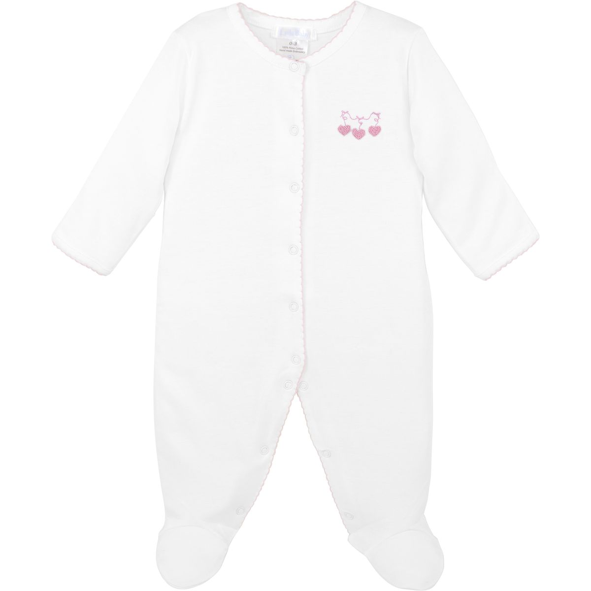 Heart Confetti Embroidered Pima Footie