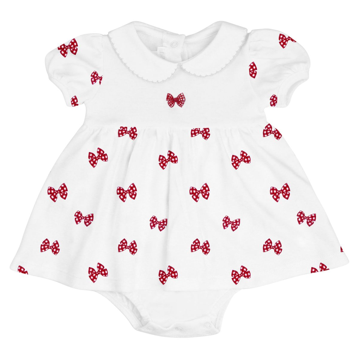 Vichy Red Bow Embroidered Pima Dress