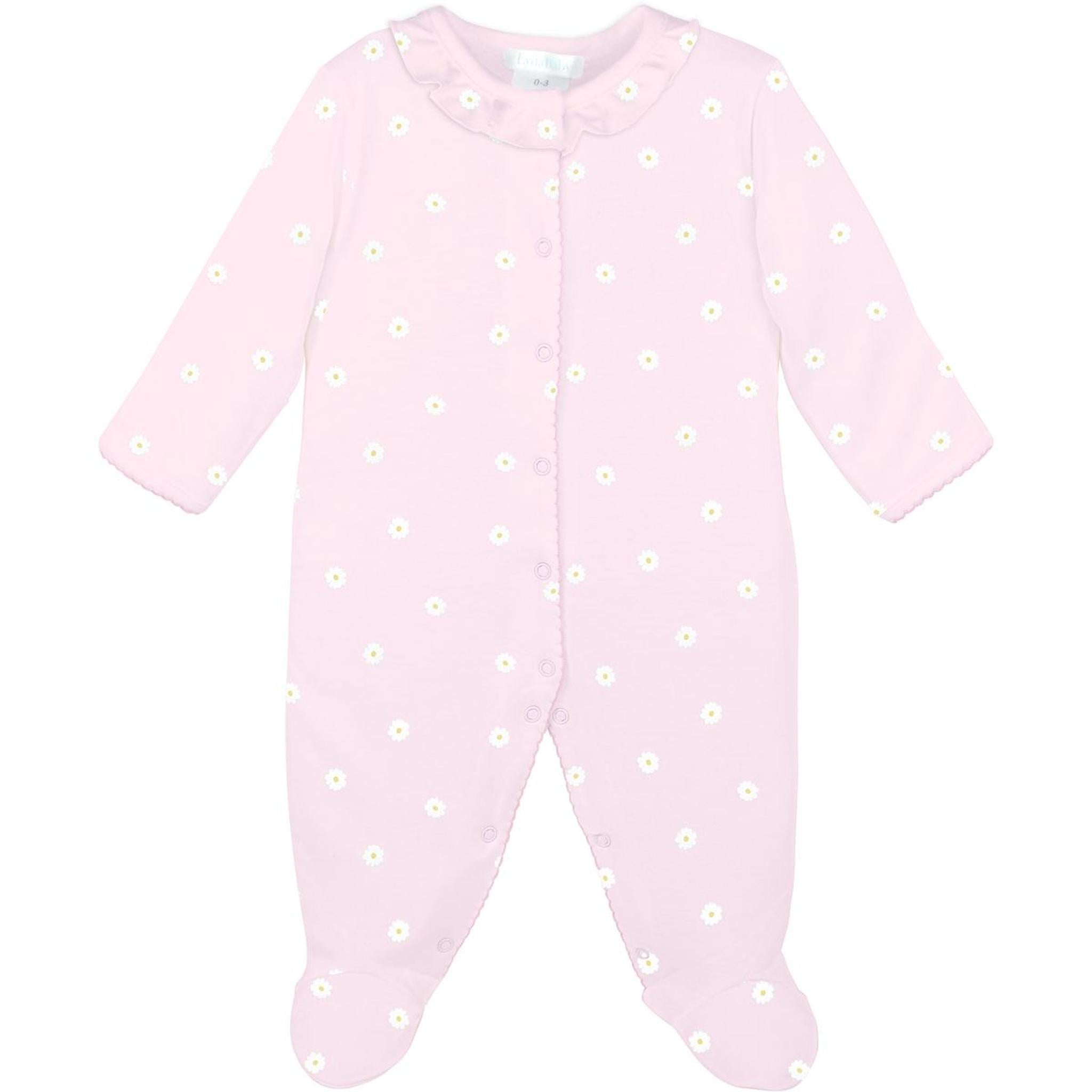 Lovely Daisies Ruffle Collar Snap Pima Footie