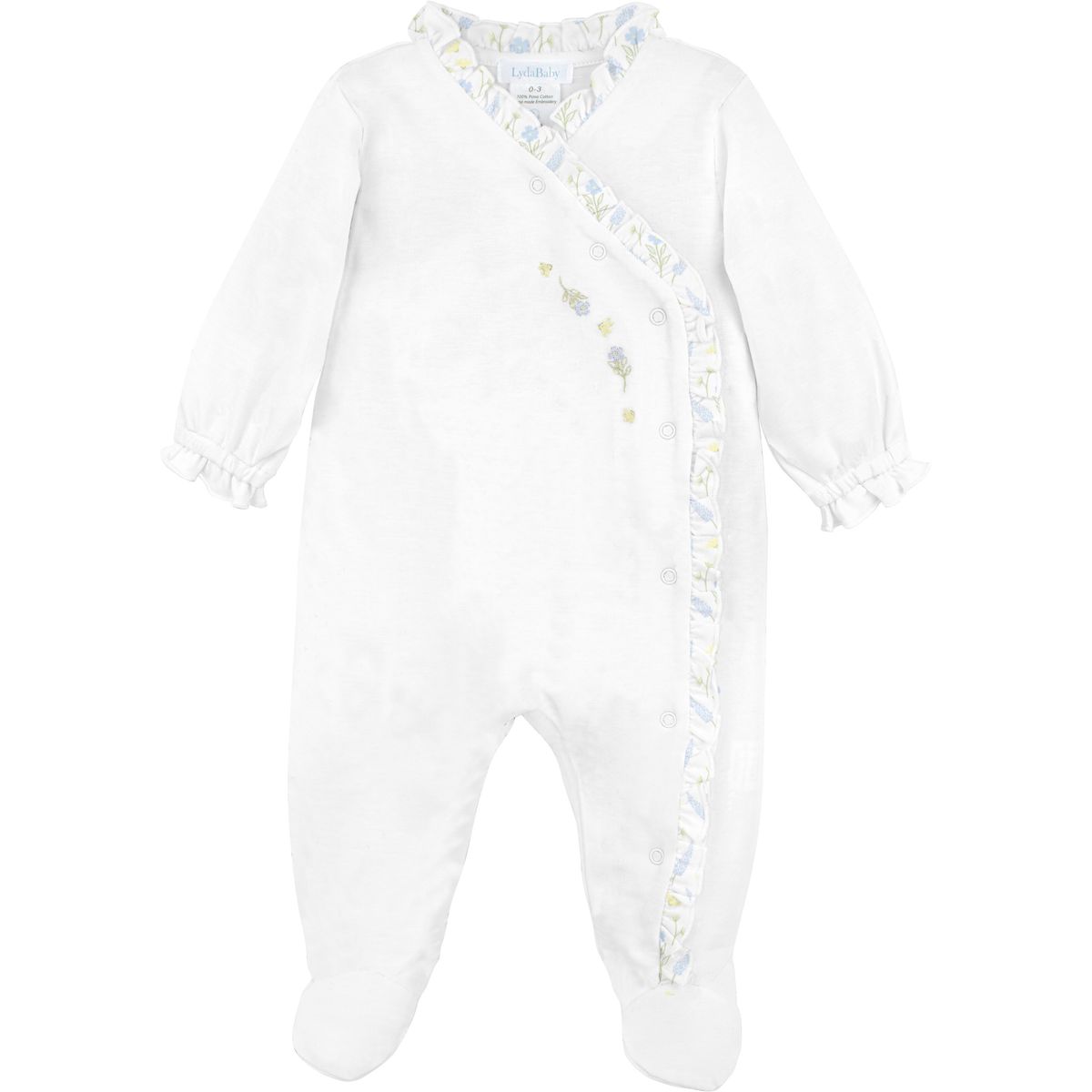 Serene Floral Embroidered Pima Footie