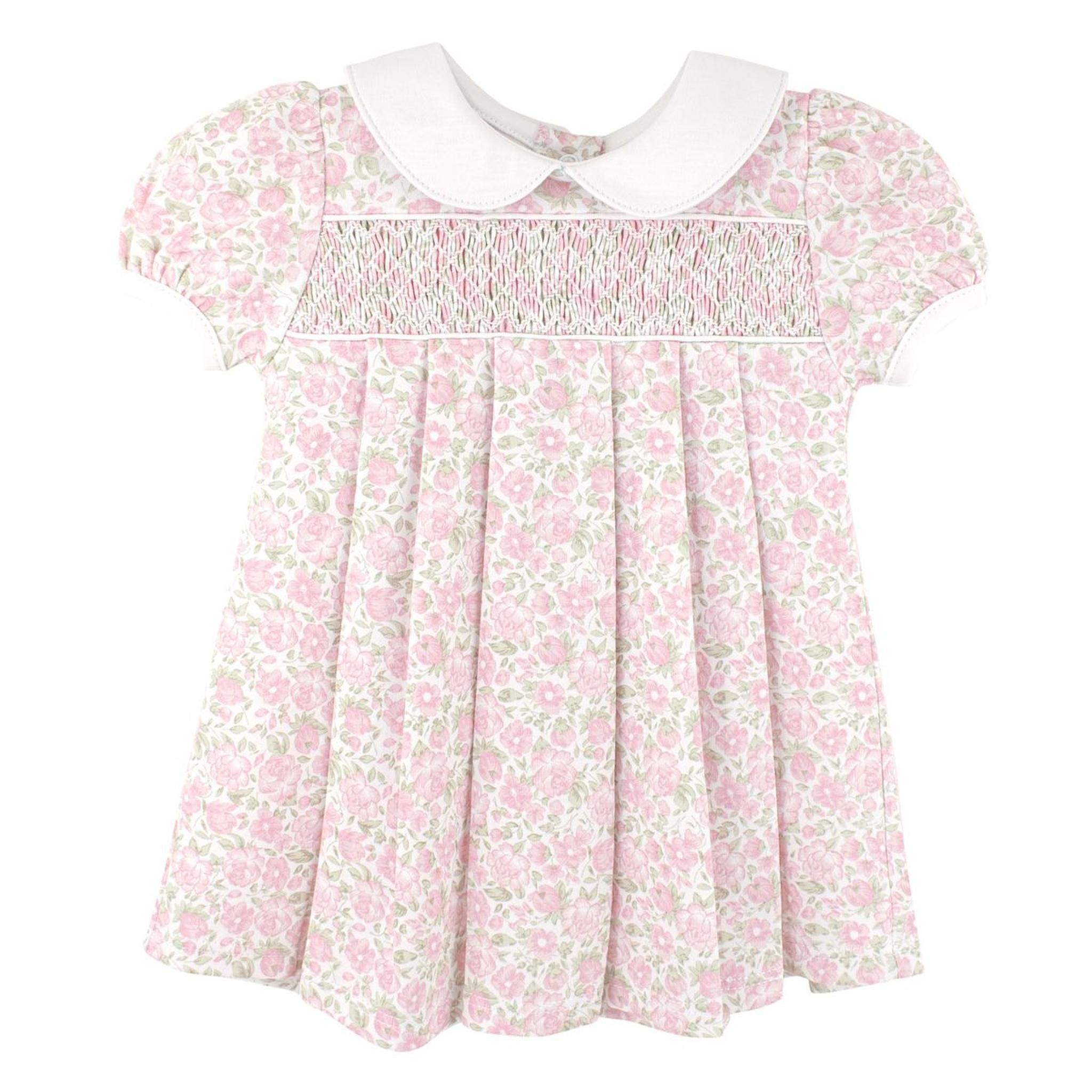 Elegant Floral Smocked Pima Dress