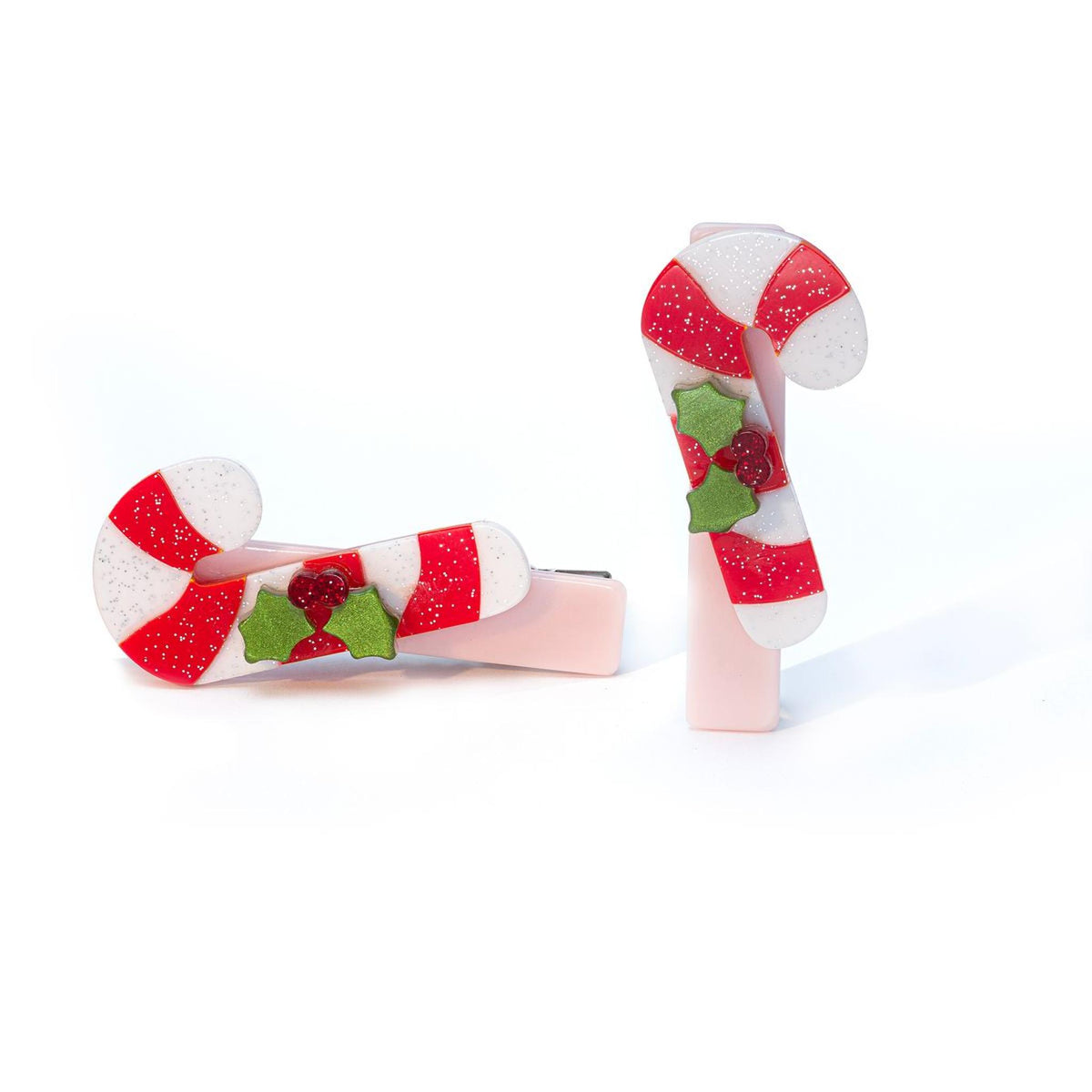 Candy Cane Red Strips Hair Clips