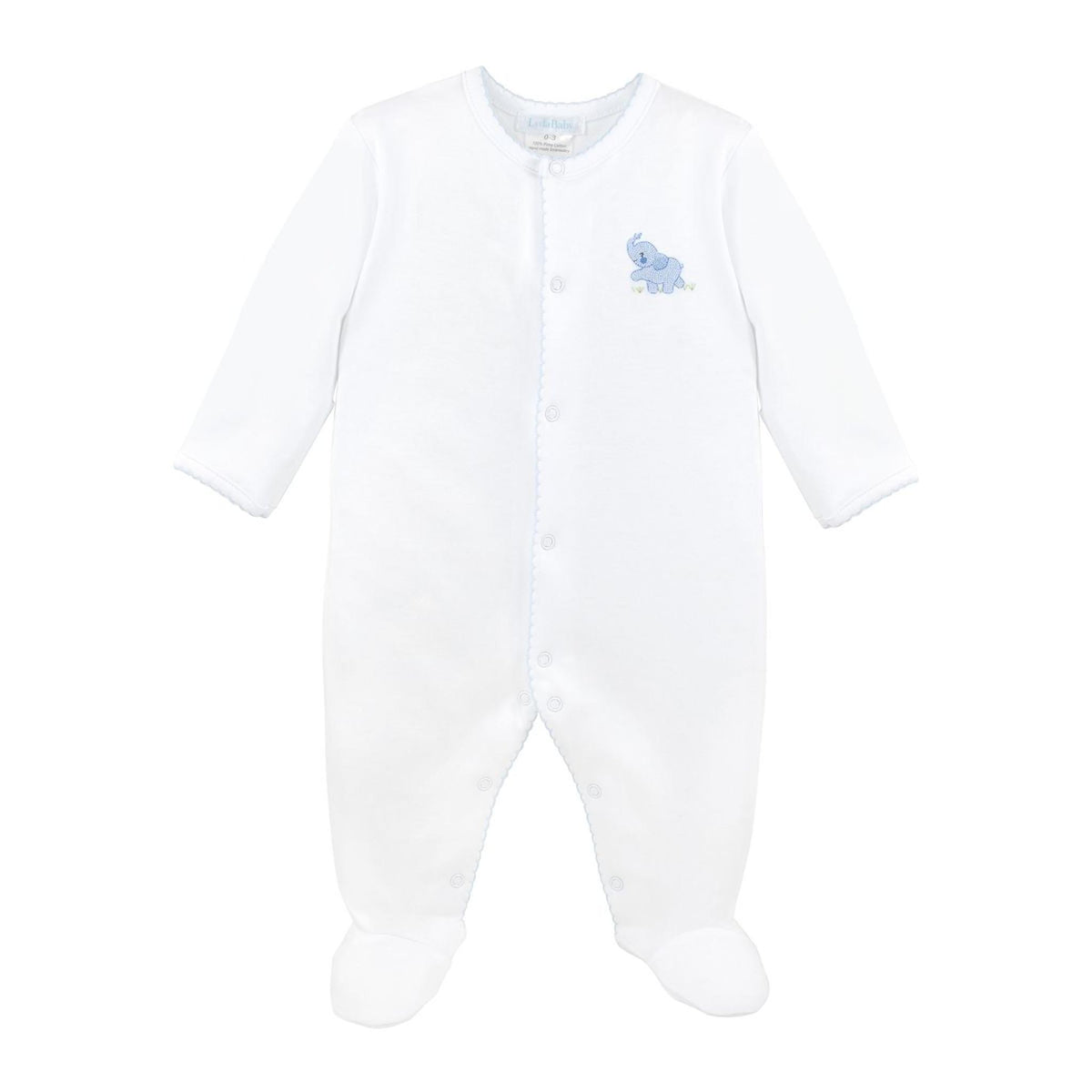 Elephant Embroidered Pima Footie
