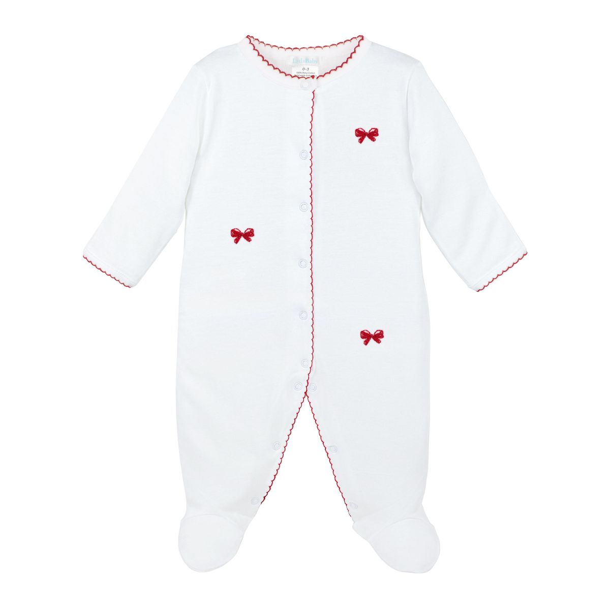 Red Bows Embroidered Pima Footie