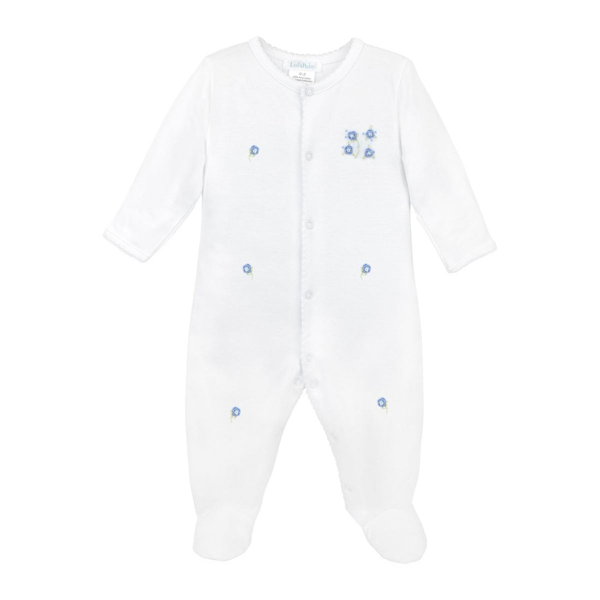 Blue Harmony Embroidered Pima Footie