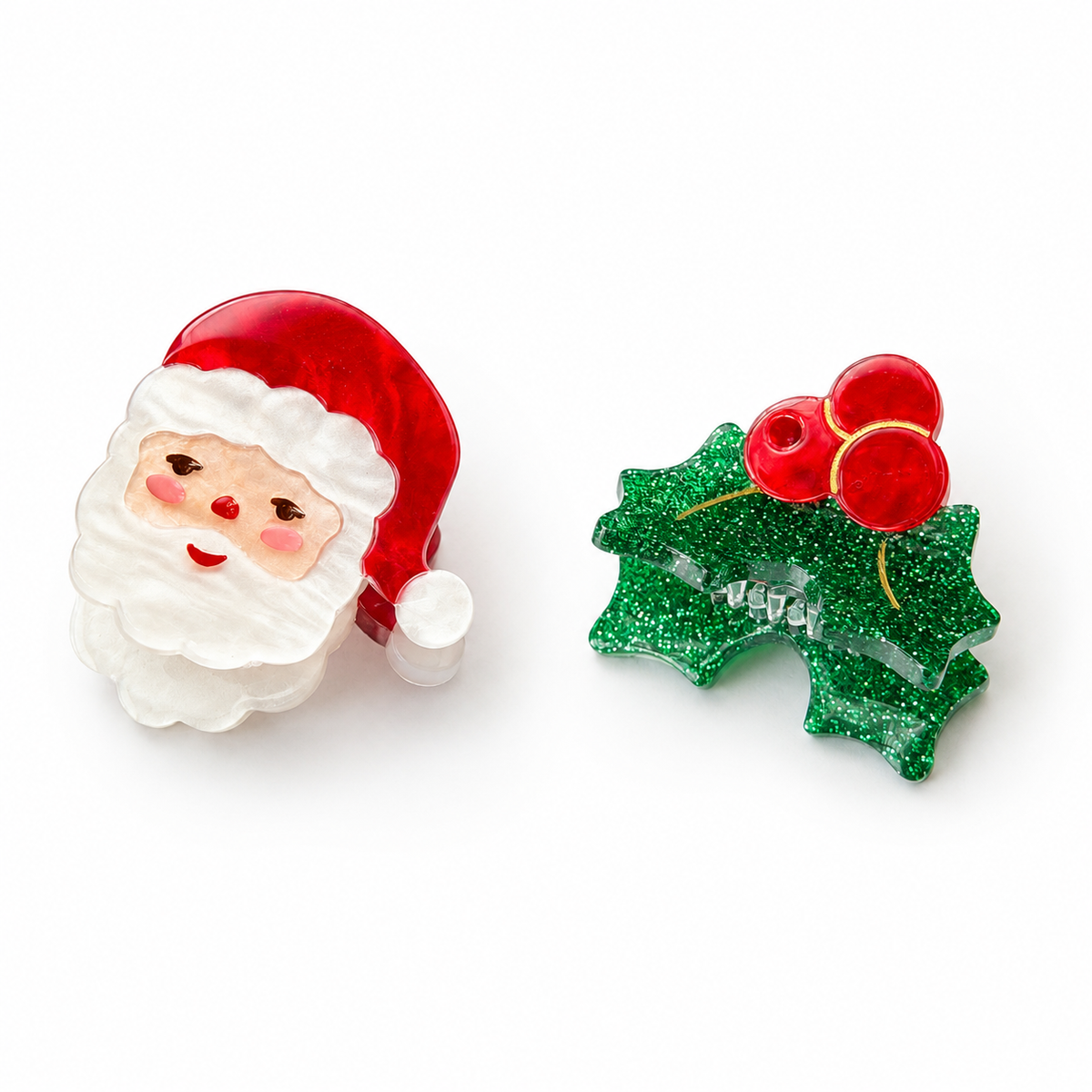 Santa Holly Berry Hair Claws Set of 2