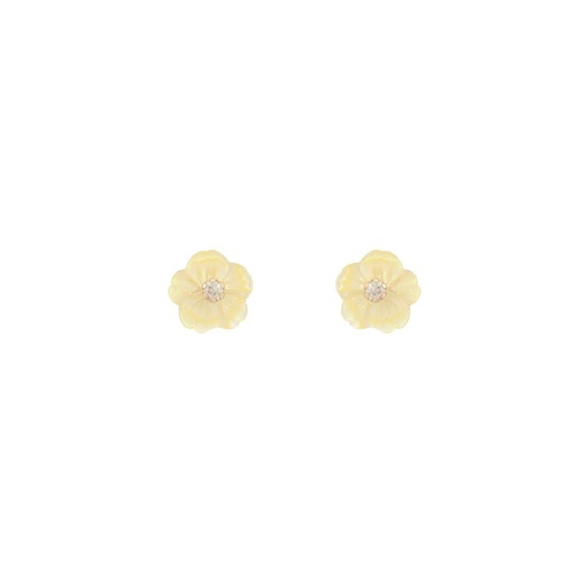 Flower Gold Earrings - Zirconia / Mother of Pearl