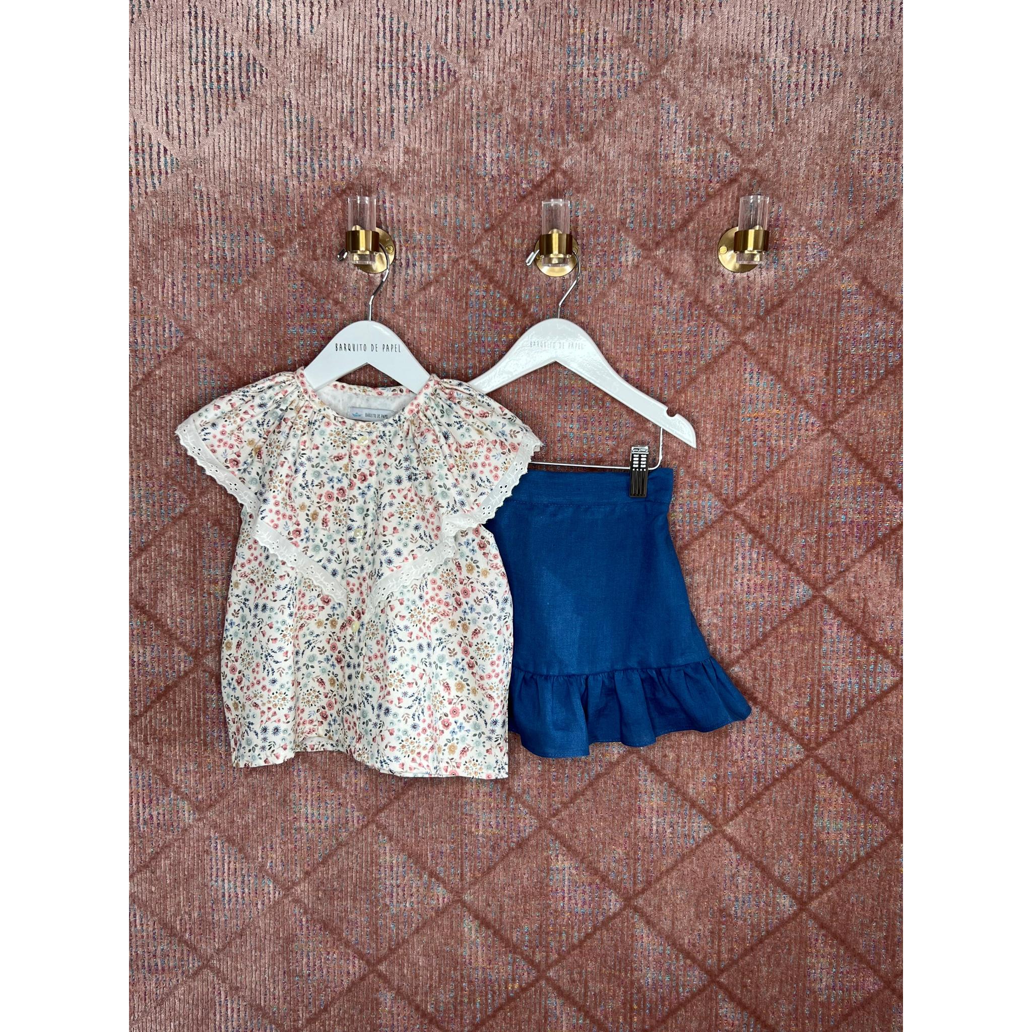 Set Falda Volante Azul