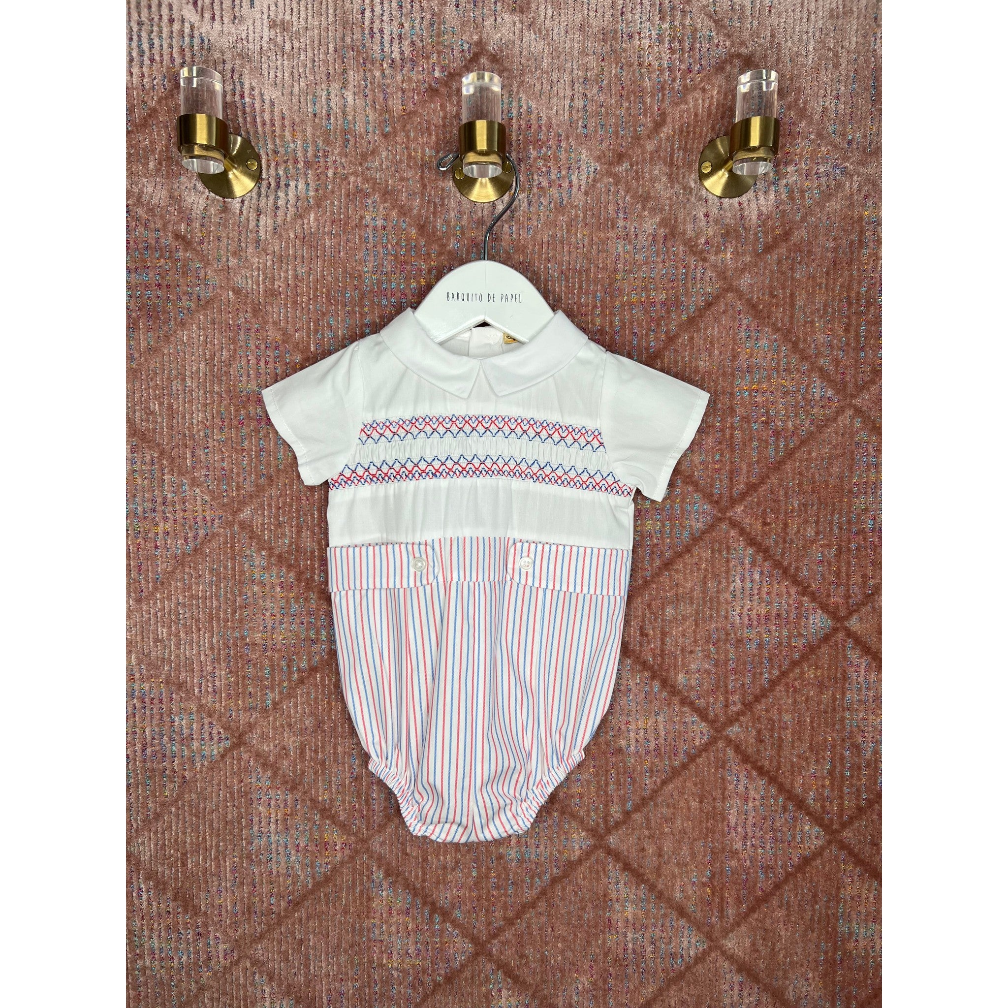 Loren Smocked Stripes Boy Romper