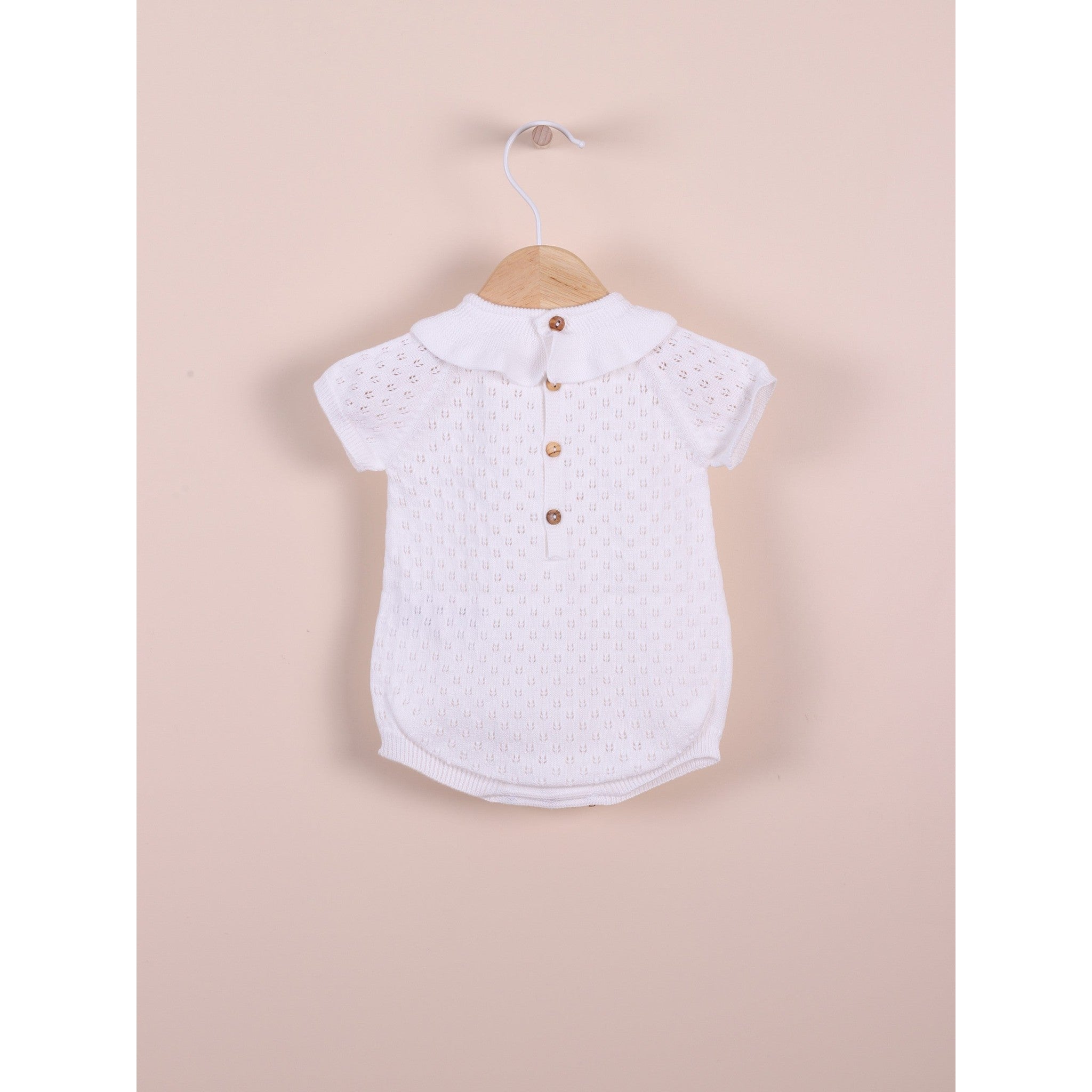 Short-sleeved shortie knitted in organic cotton | OCEAN FLOWER