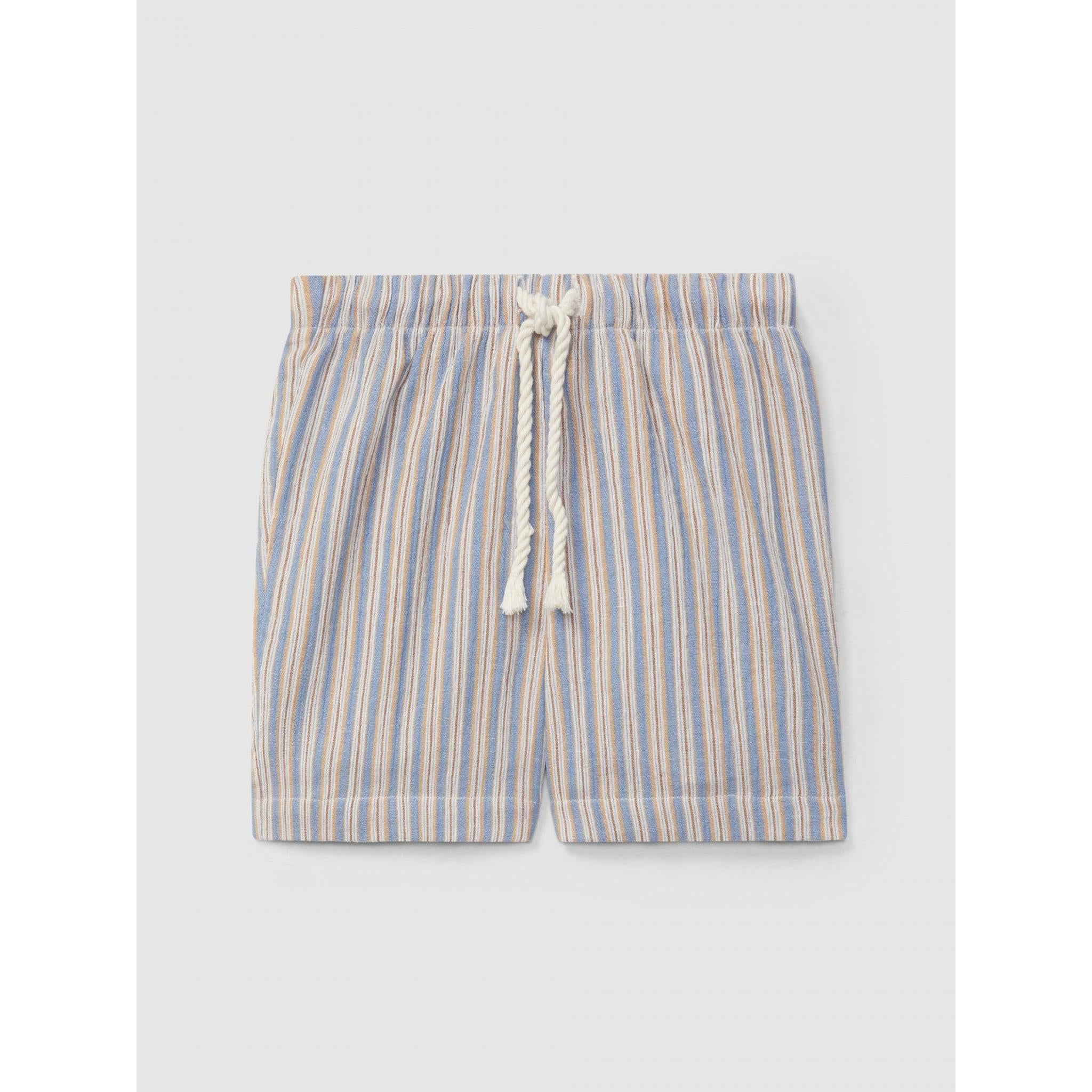 Ocre shorts multi-coloured stripes set