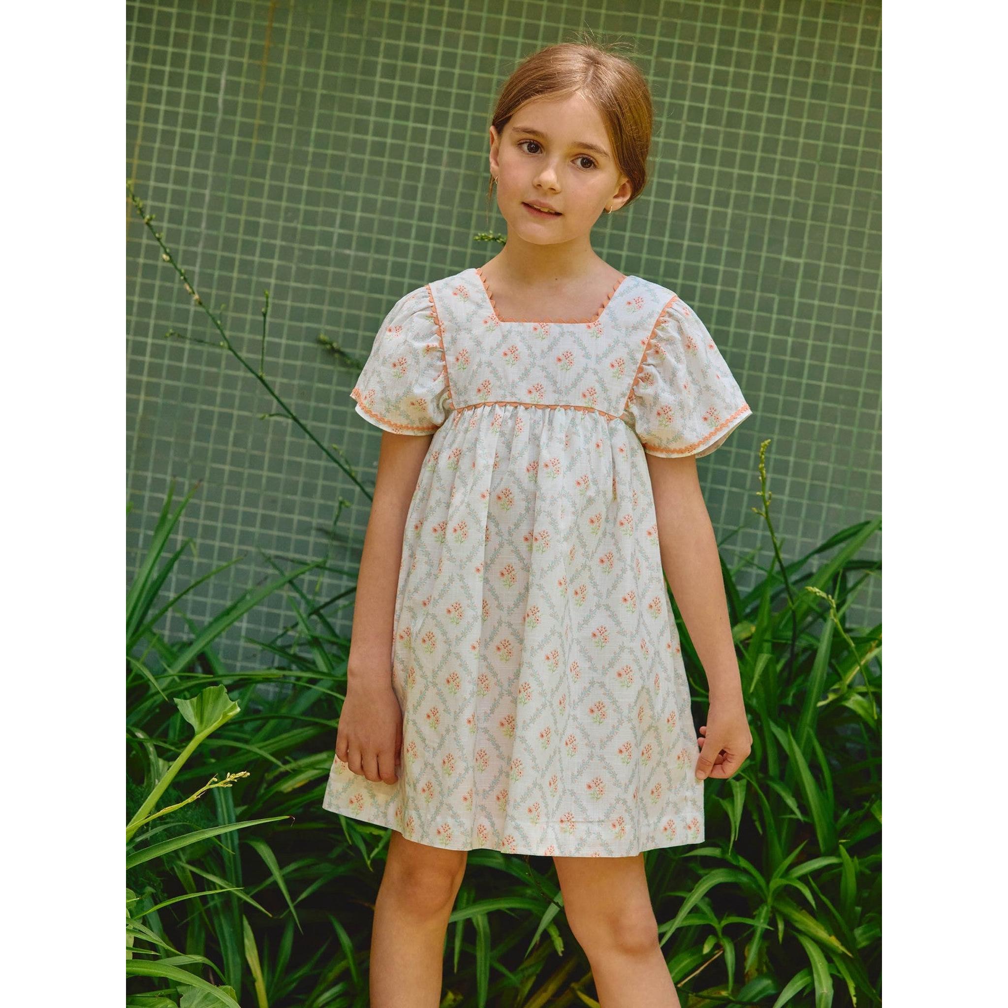 Floral dress with rickrack detail