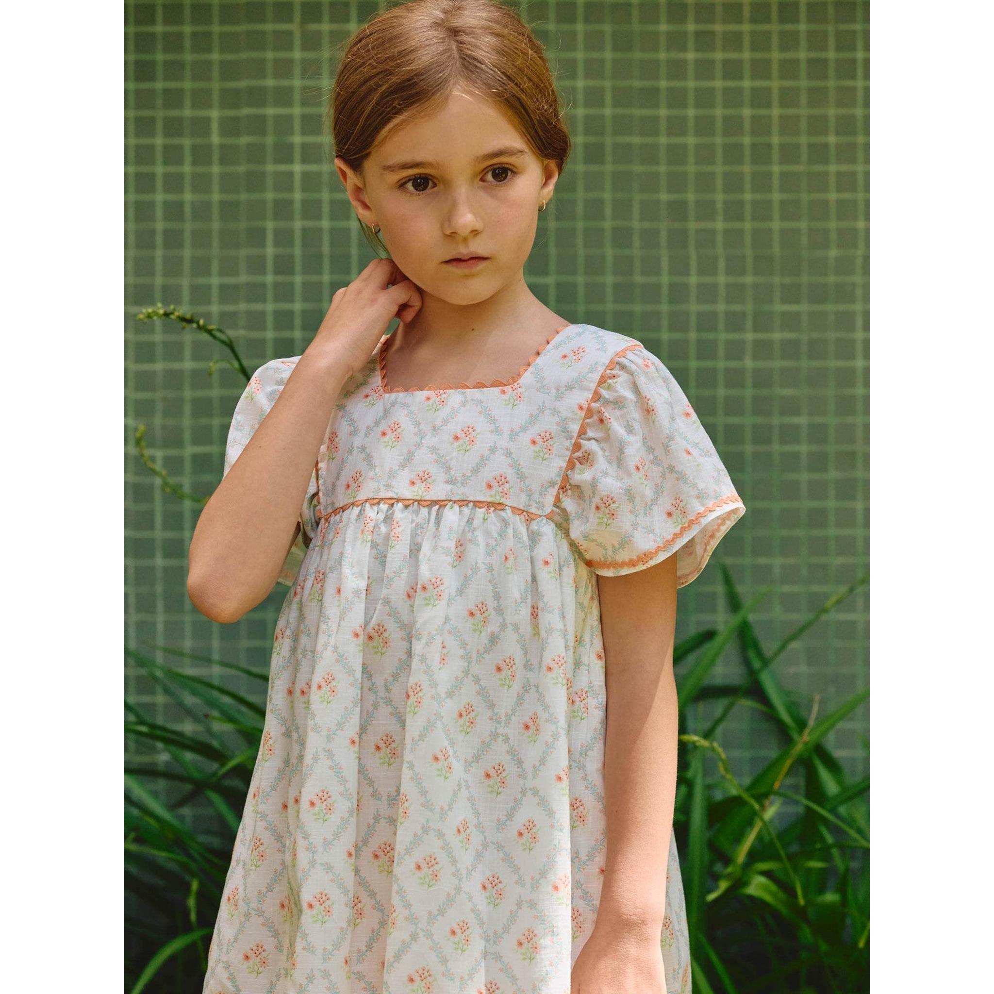 Floral dress with rickrack detail