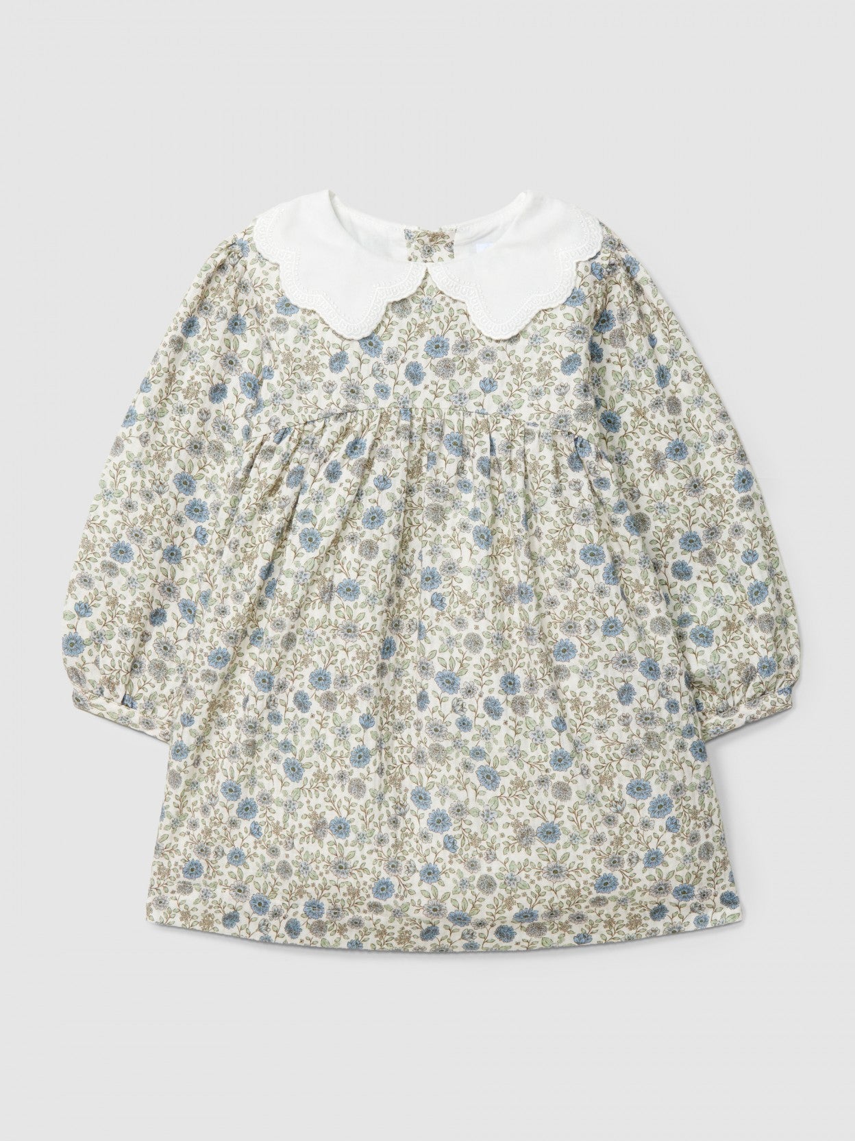 Dress floral with embroidered collar