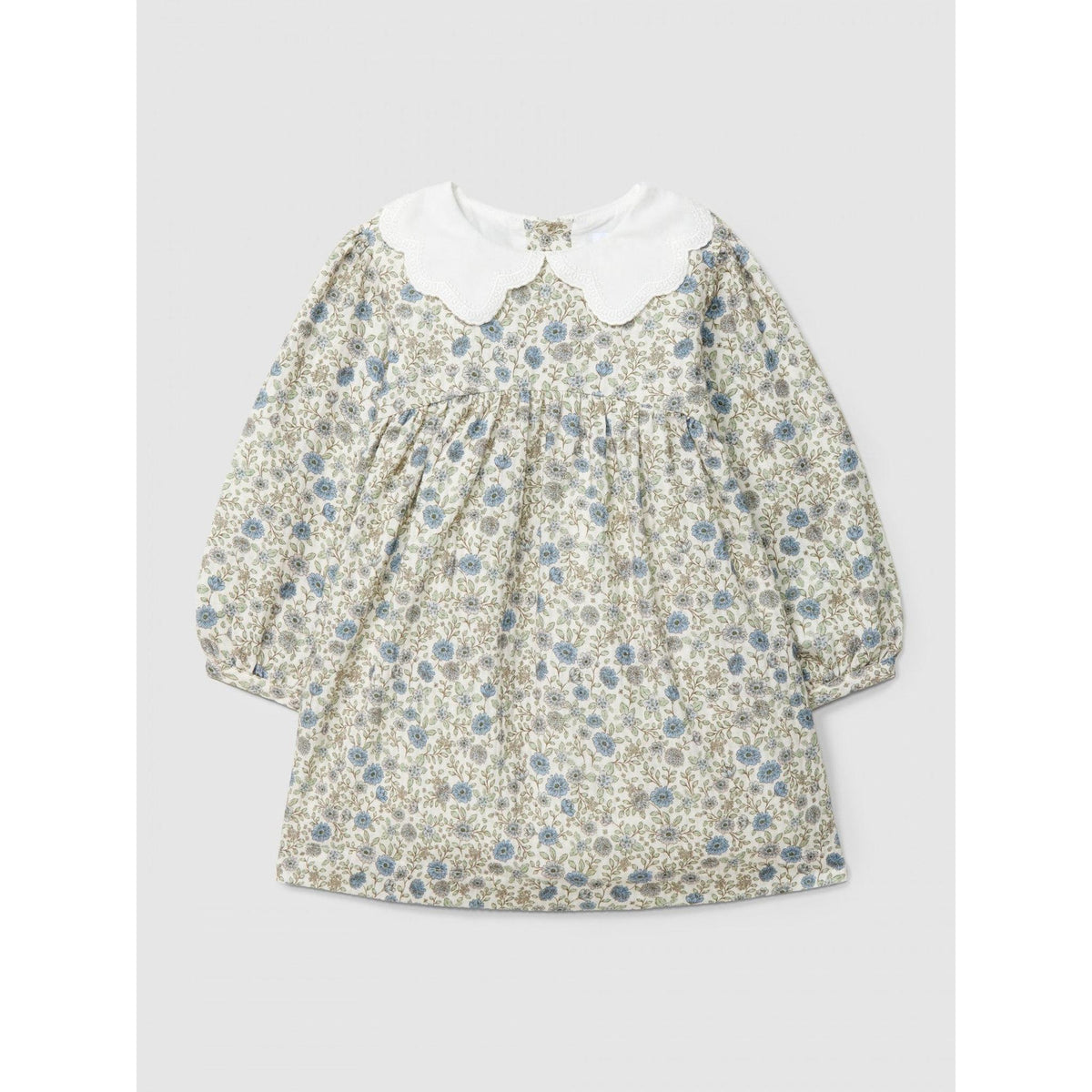 Dress floral with embroidered collar