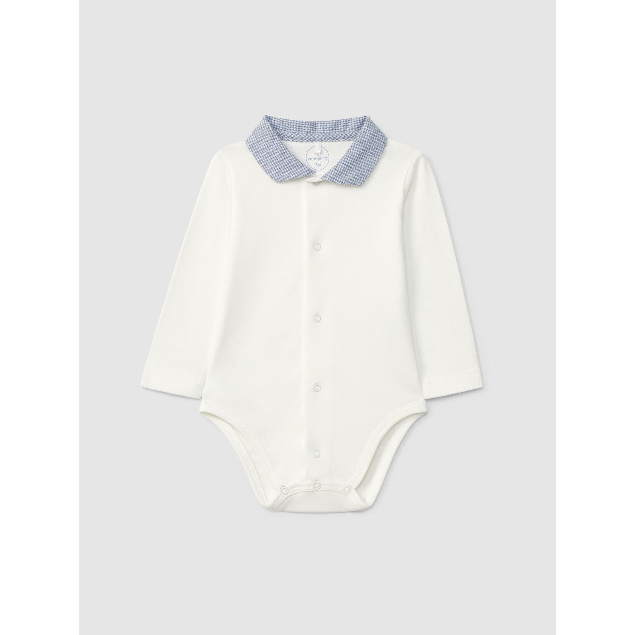 Bodysuit micro-vichy pointy collar