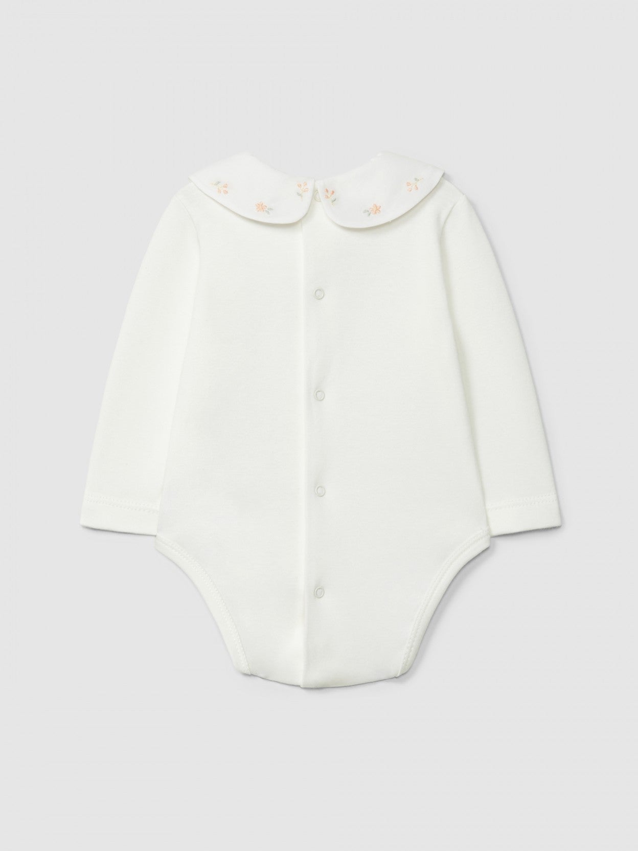 Bodysuit collar with embroidered delicate flowers