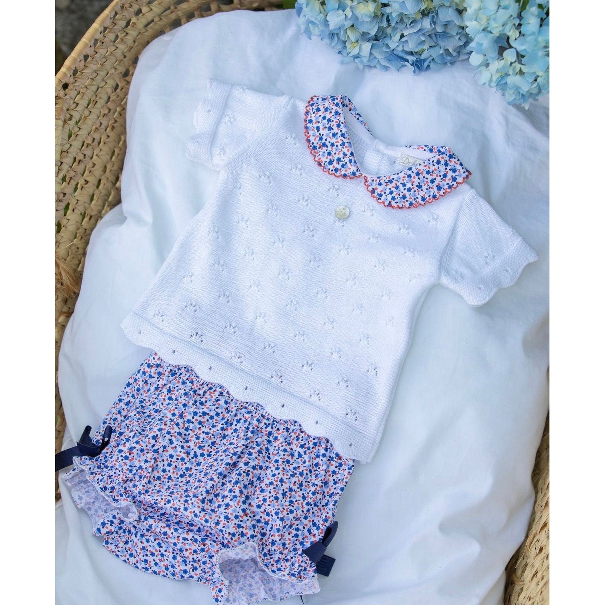 Navy Flower Knitted Set