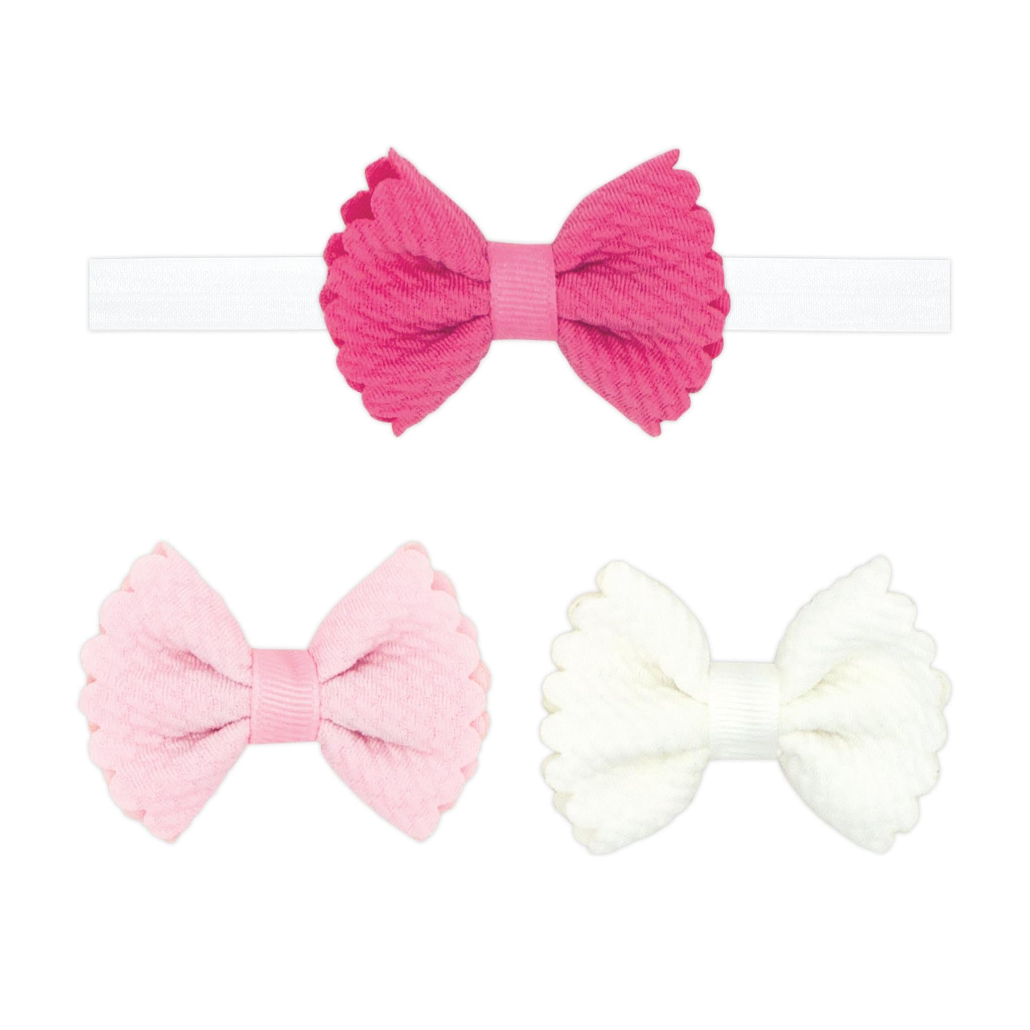 Three Tiny Soft-Textured Butterfly Hair Bows and Add-a-Bow Band