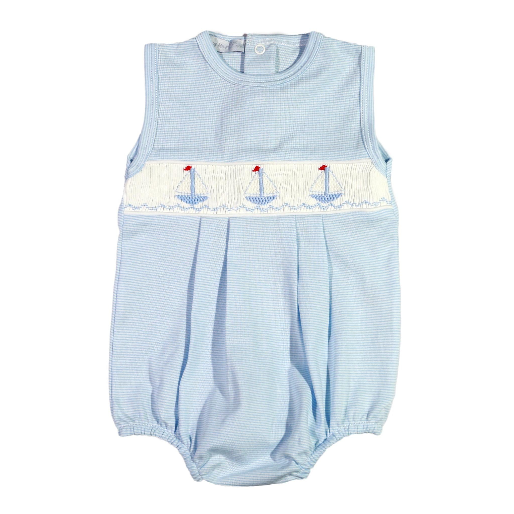 SAIL BOATS HAND SMOCKED PIMA BUBBLE